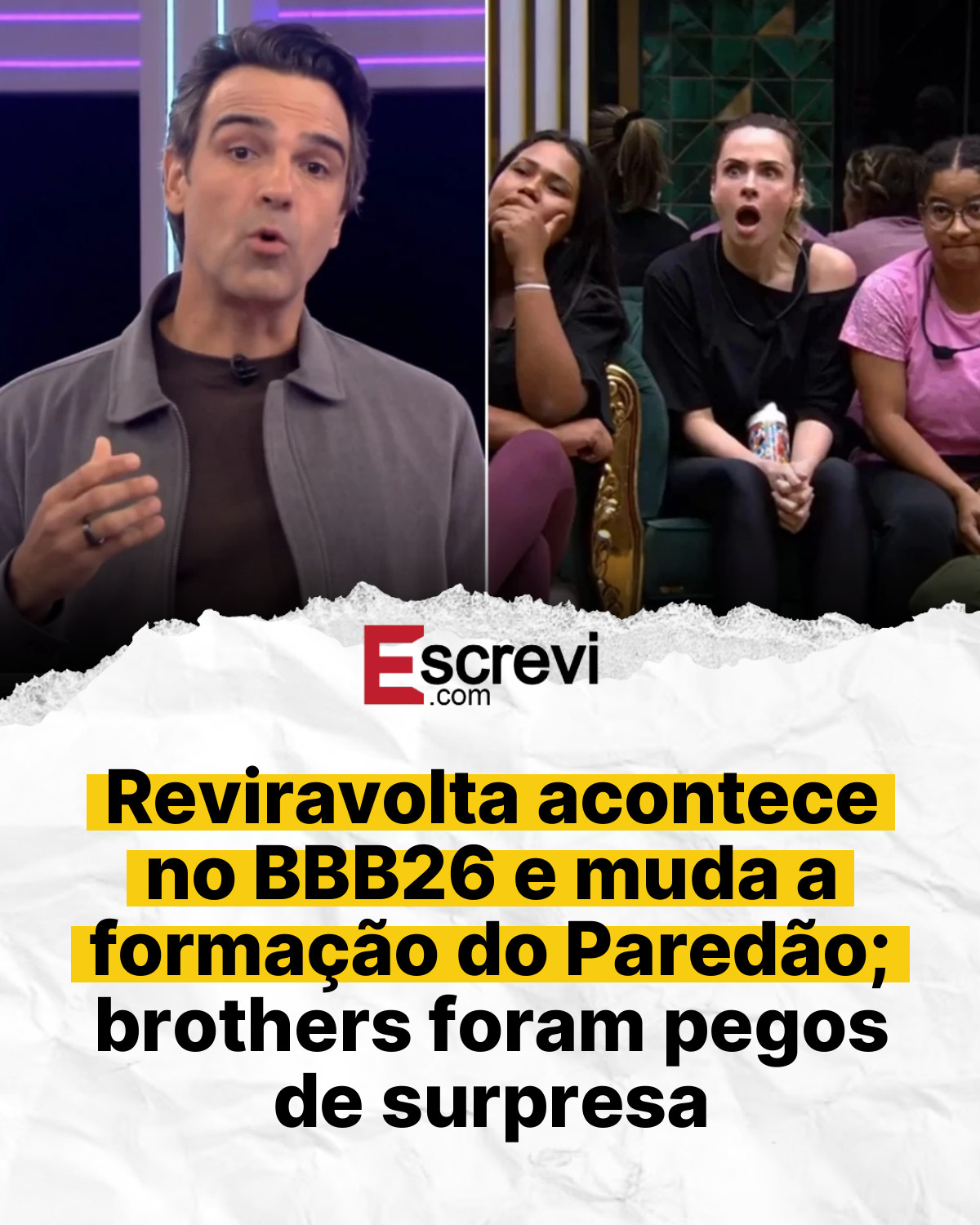 Reviravolta acontece no BBB26 e muda a formação do Paredão; brothers foram pegos de surpresa card branco