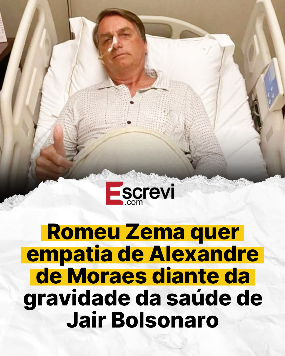 Romeu Zema quer empatia de Alexandre de Moraes diante da gravidade da saúde de Jair Bolsonaro card branco