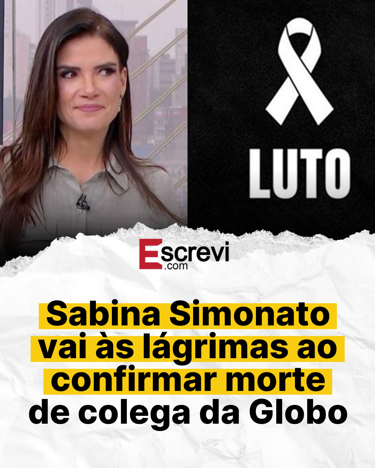 Sabina Simonato vai às lágrimas ao confirmar morte de colega da Globo card branco