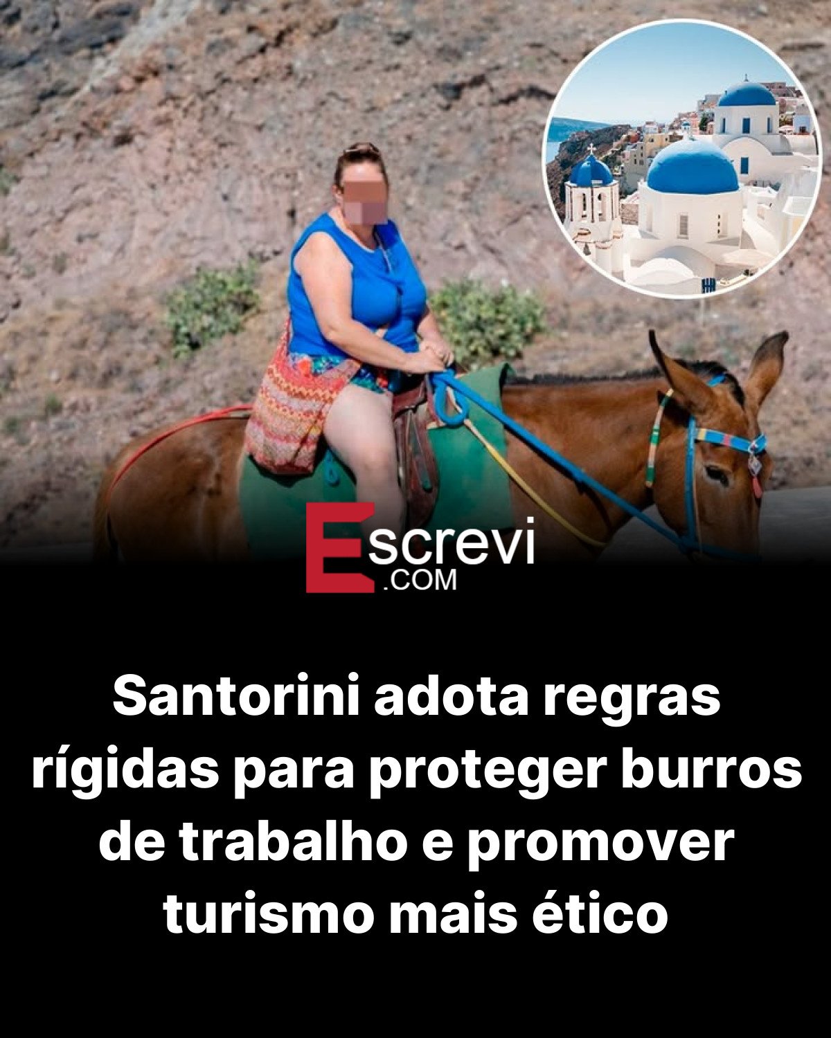 Santorini adota regras rígidas para proteger burros de trabalho e promover turismo mais ético card preto