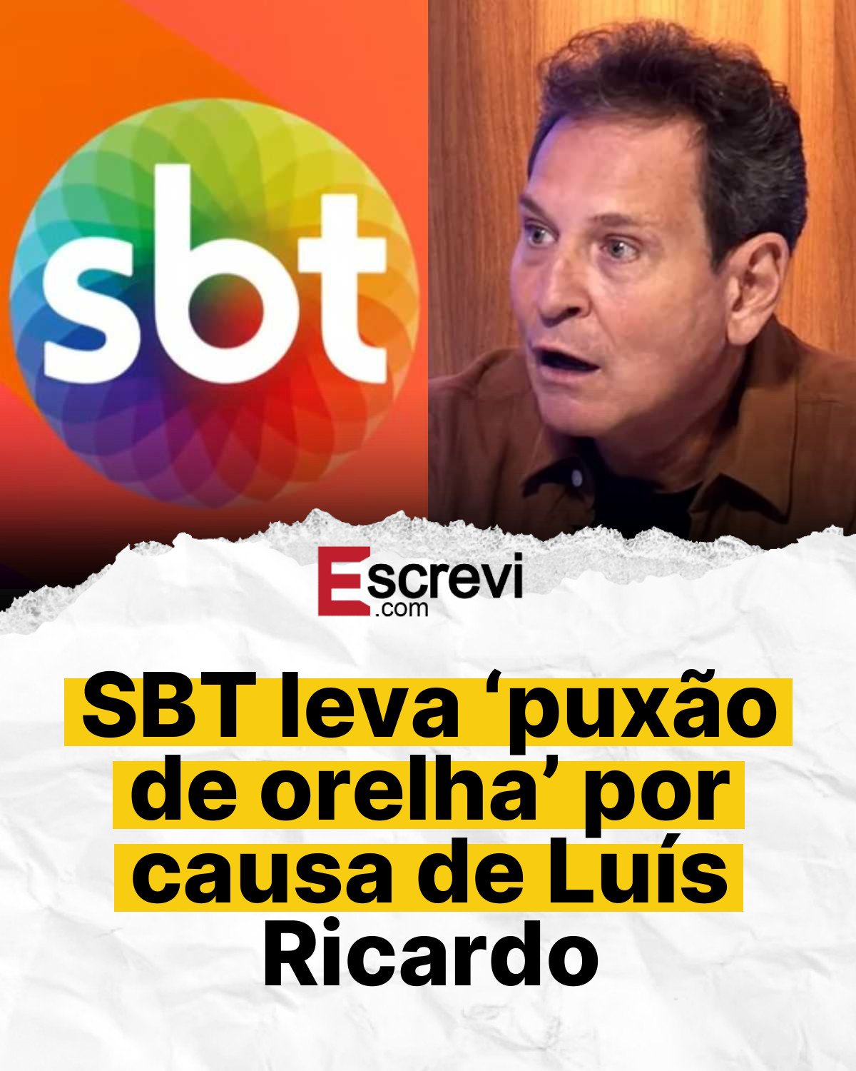 SBT leva ‘puxão de orelha’ por causa de Luís Ricardo card branco