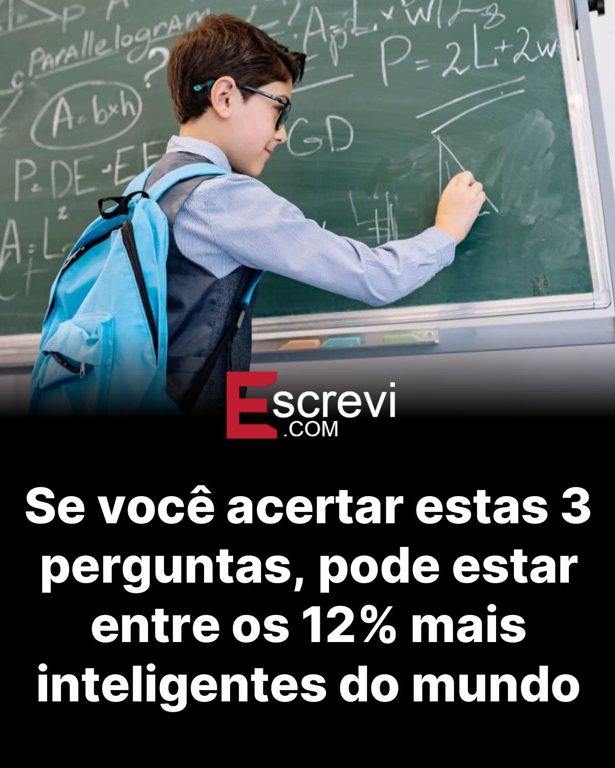 Se você acertar estas 3 perguntas, pode estar entre os 12% mais inteligentes do mundo card preto