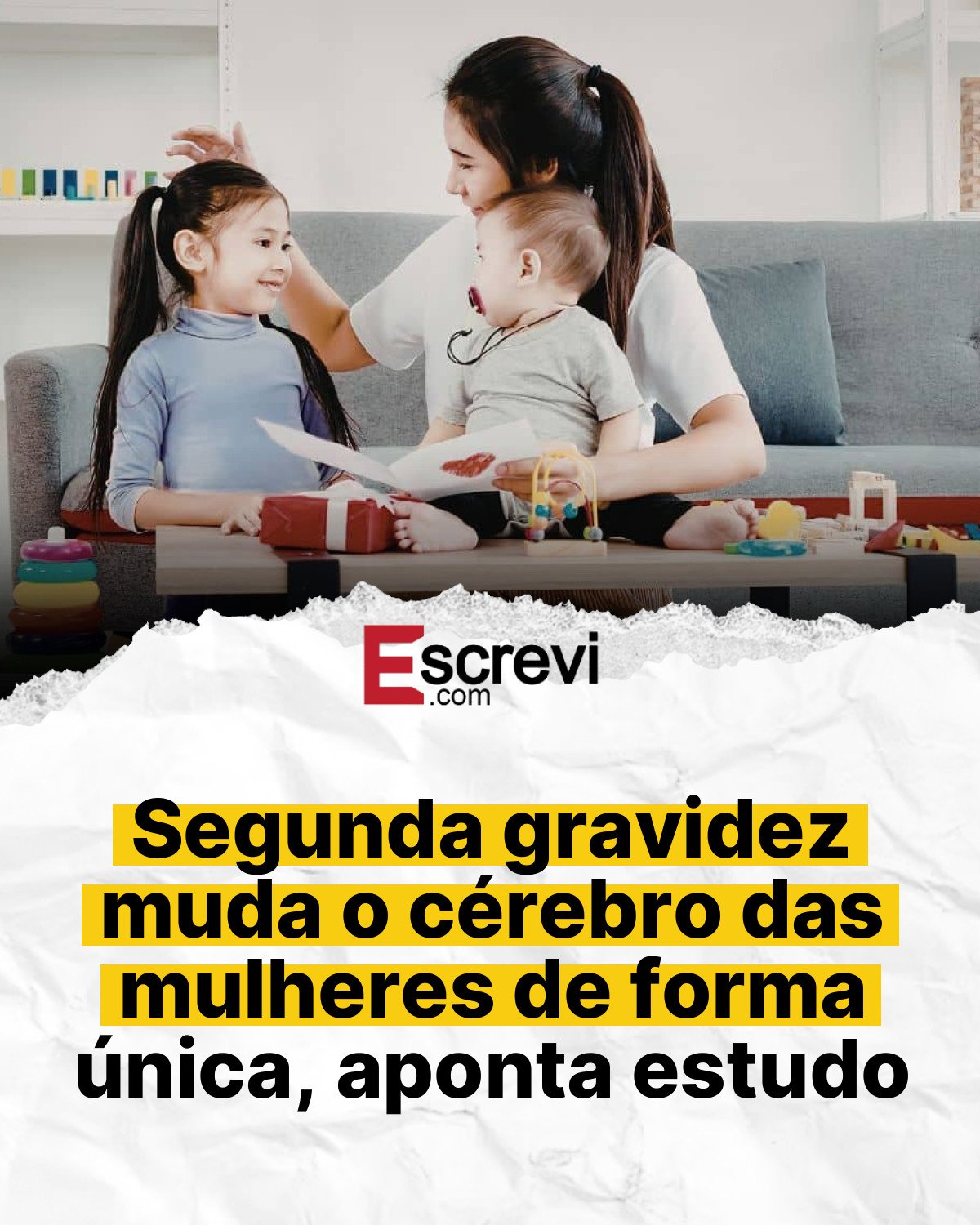 Segunda gravidez muda o cérebro das mulheres de forma única, aponta estudo card branco