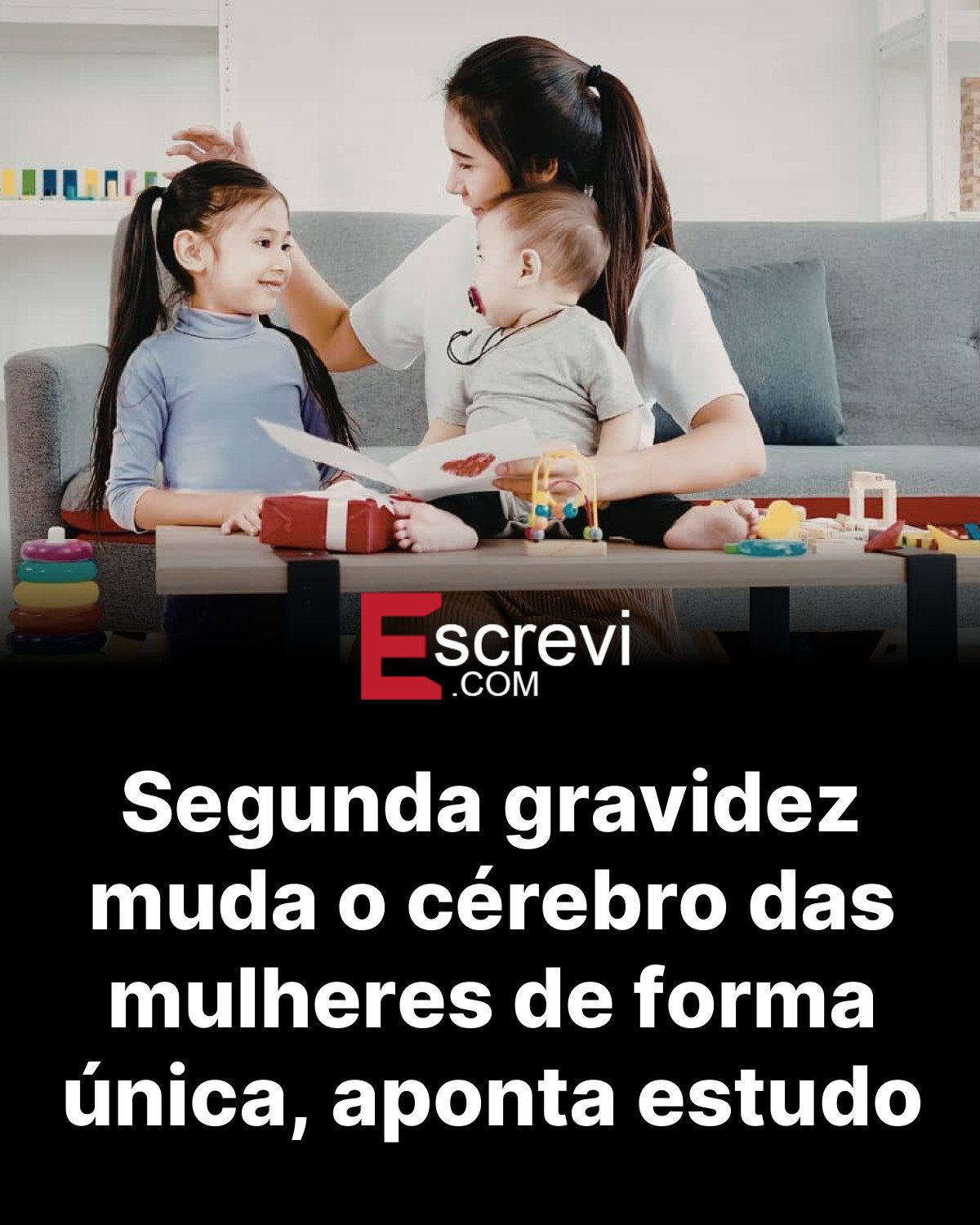 Segunda gravidez muda o cérebro das mulheres de forma única, aponta estudo card preto