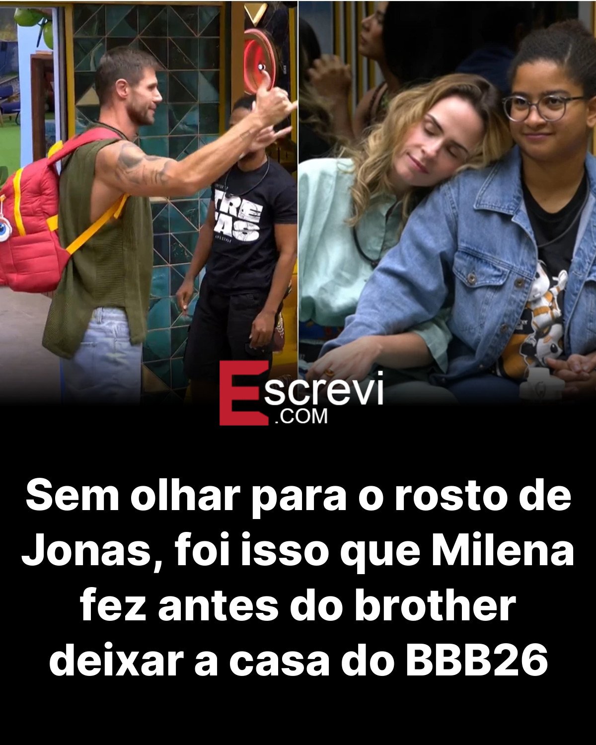 Sem olhar para o rosto de Jonas, foi isso que Milena fez antes do brother deixar a casa do BBB26 card preto