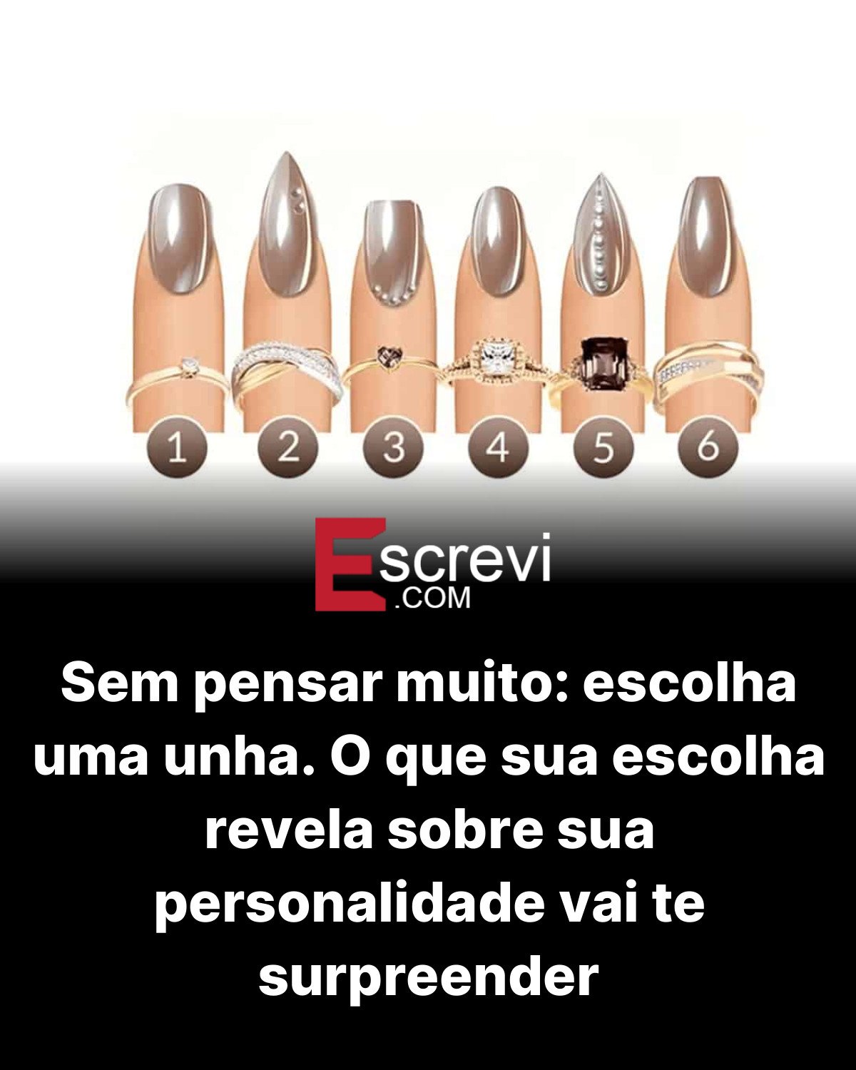 Sem pensar muito: escolha uma unha. O que sua escolha revela sobre sua personalidade vai te surpreender card preto
