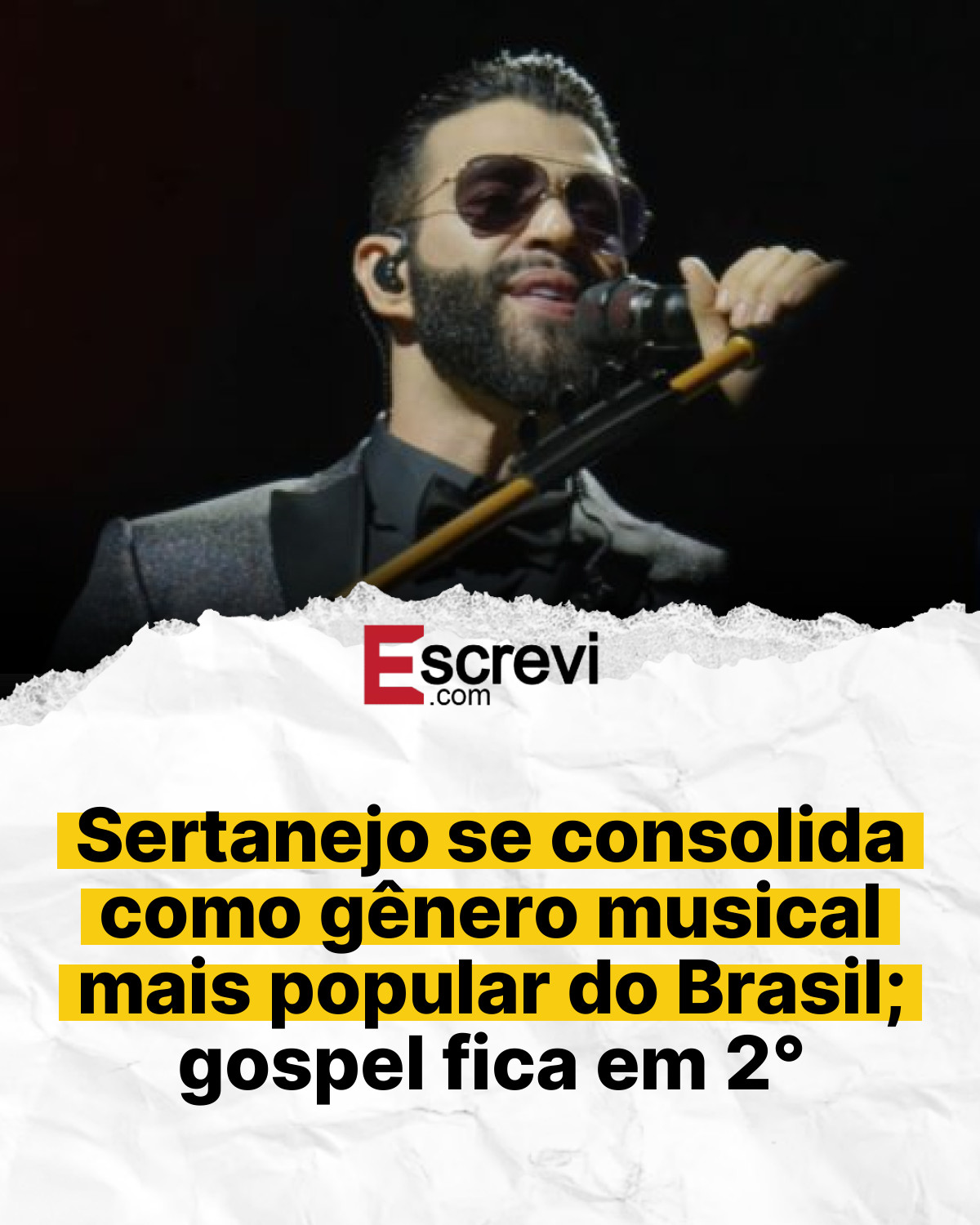 Sertanejo se consolida como gênero musical mais popular do Brasil; gospel fica em 2° card branco