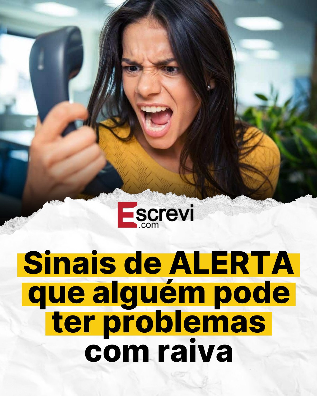 Sinais de ALERTA que alguém pode ter problemas com raiva card branco