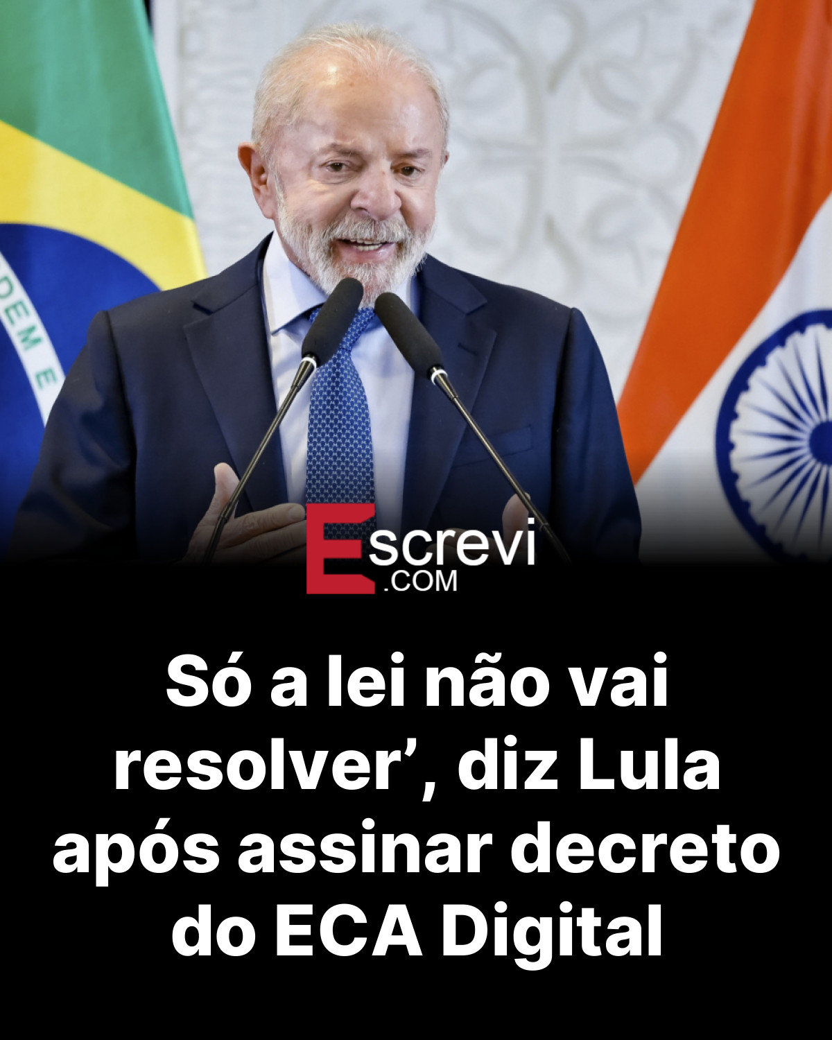 Só a lei não vai resolver’, diz Lula após assinar decreto do ECA Digital card preto