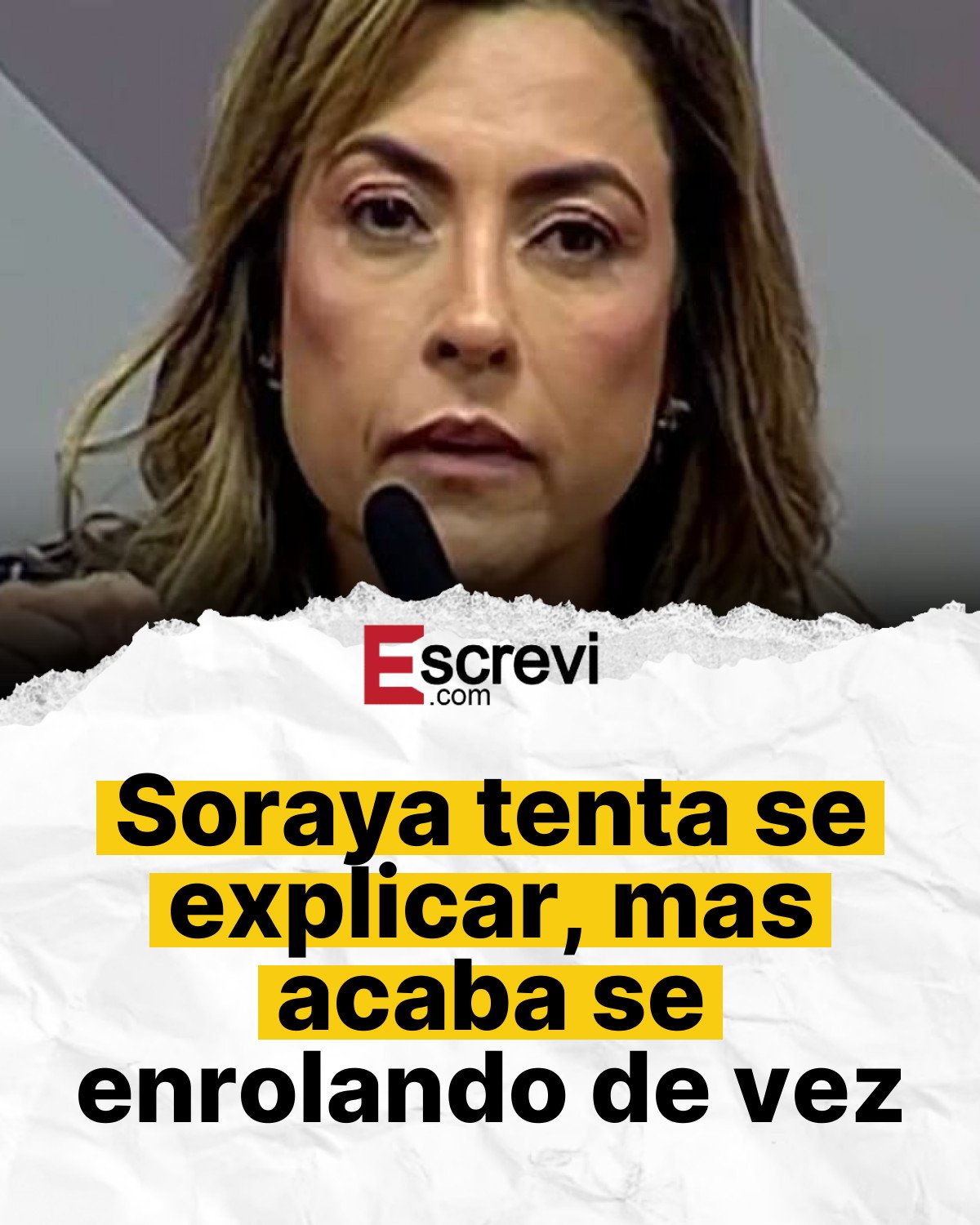Soraya tenta se explicar, mas acaba se enrolando de vez card branco