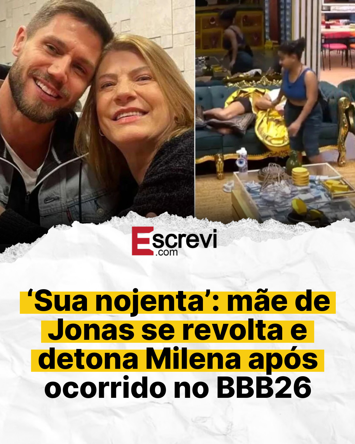 ‘Sua nojenta’: mãe de Jonas se revolta e detona Milena após ocorrido no BBB26 card branco