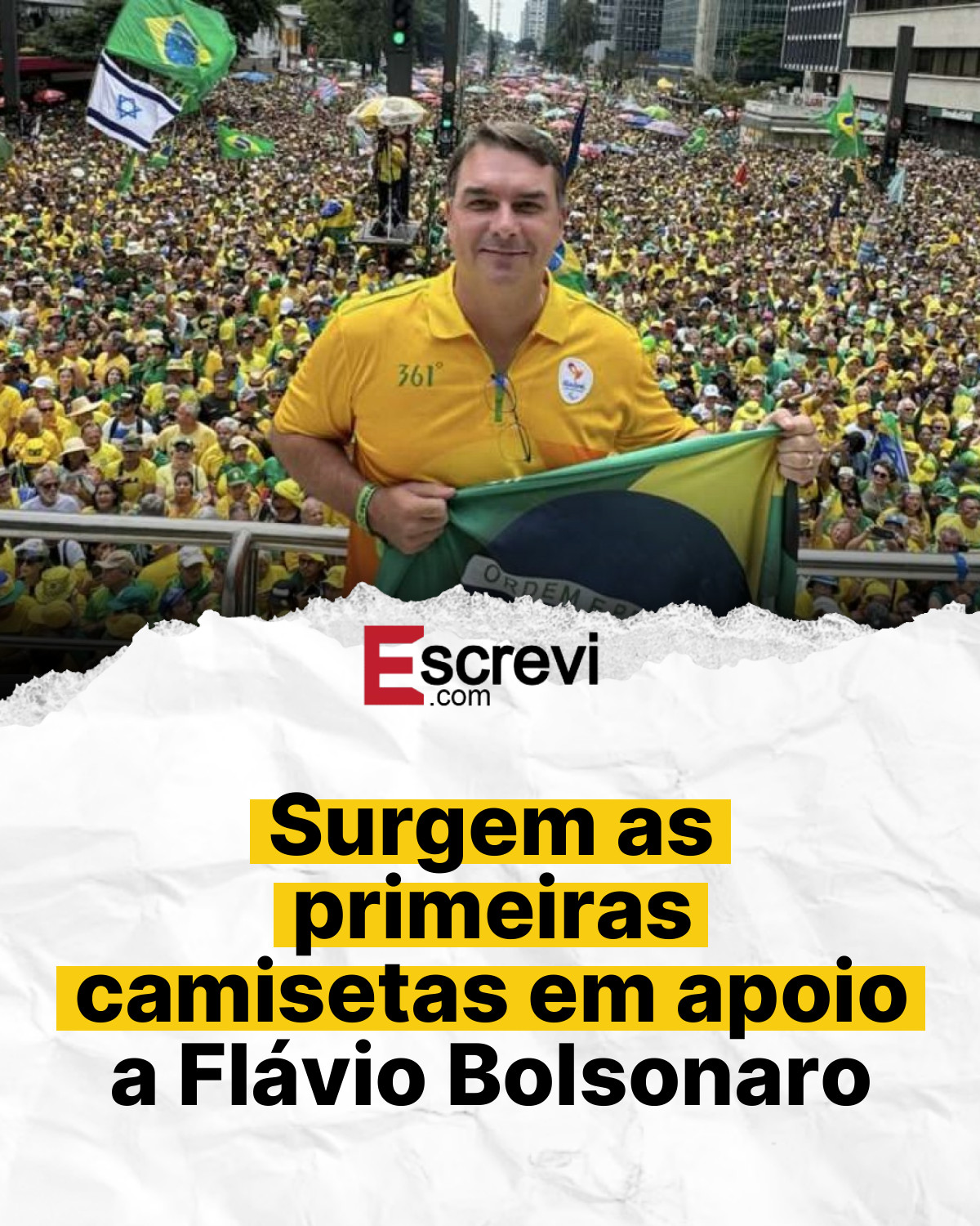 Surgem as primeiras camisetas em apoio a Flávio Bolsonaro card branco