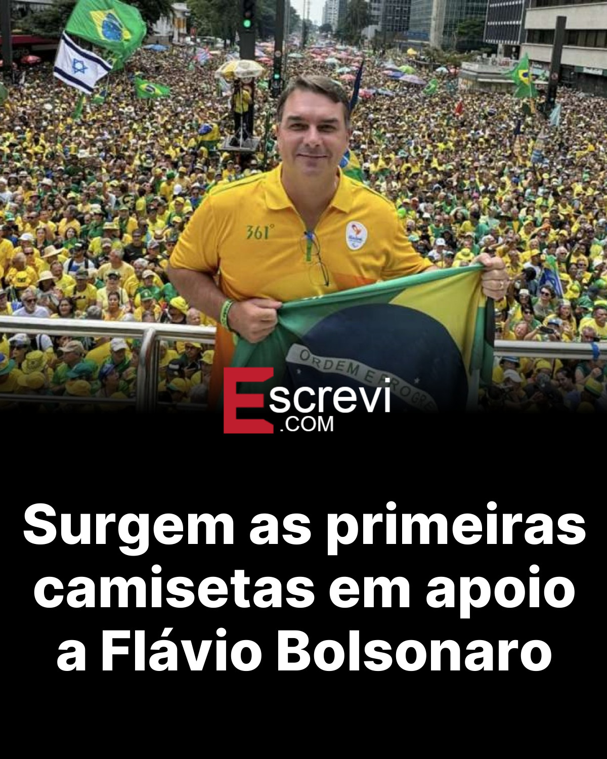 Surgem as primeiras camisetas em apoio a Flávio Bolsonaro card preto