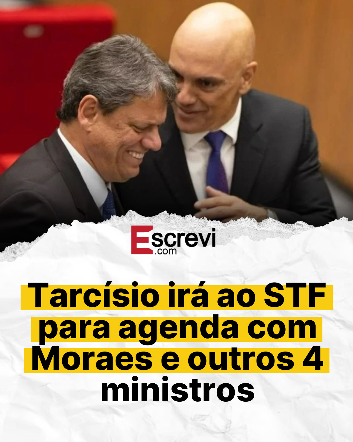 Tarcísio irá ao STF para agenda com Moraes e outros 4 ministros card branco