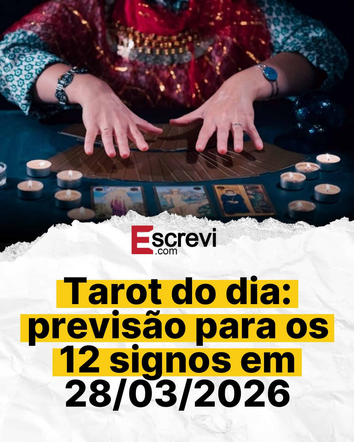Tarot do dia: previsão para os 12 signos em 28/03/2026 card branco