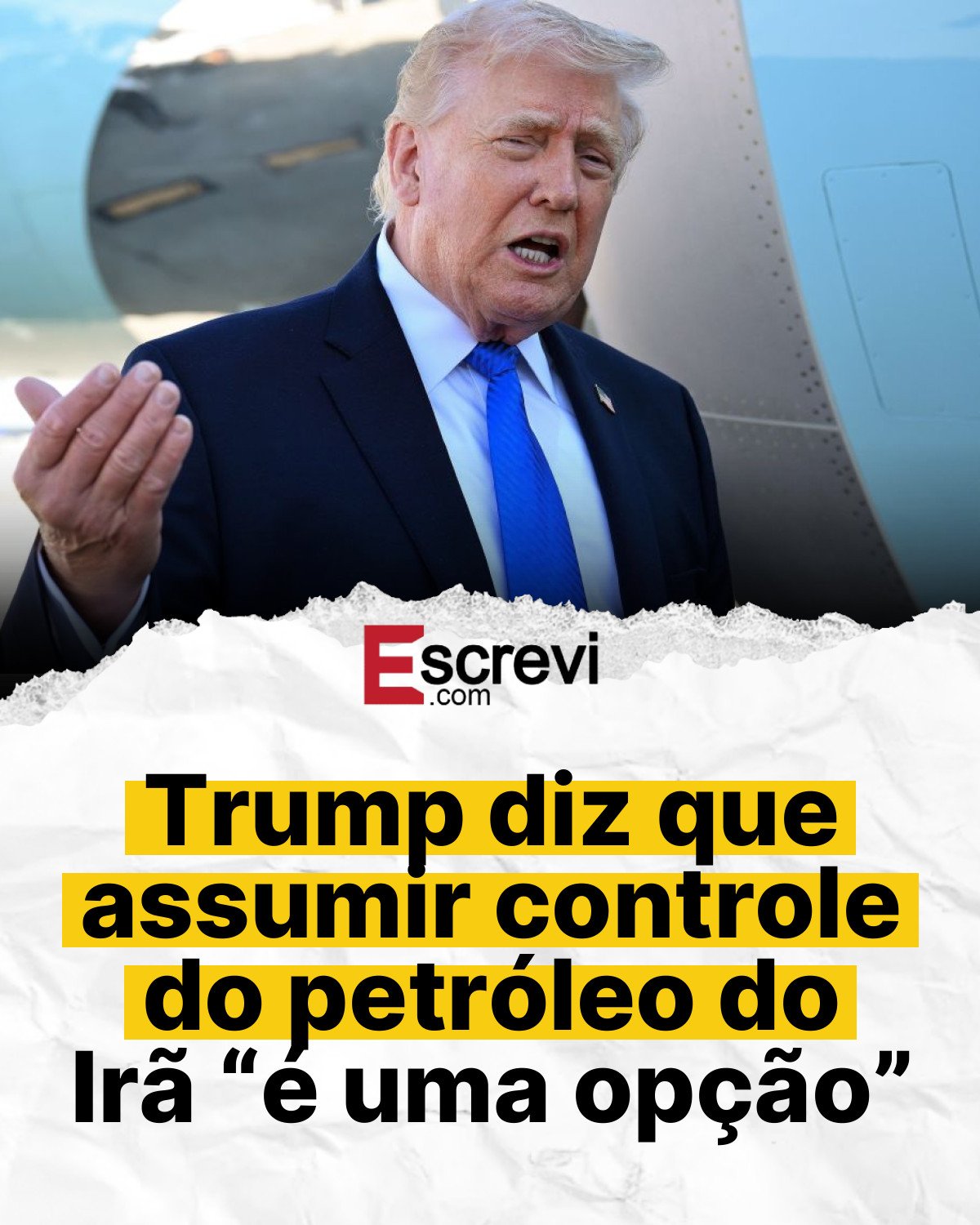 Trump diz que assumir controle do petróleo do Irã “é uma opção” card branco