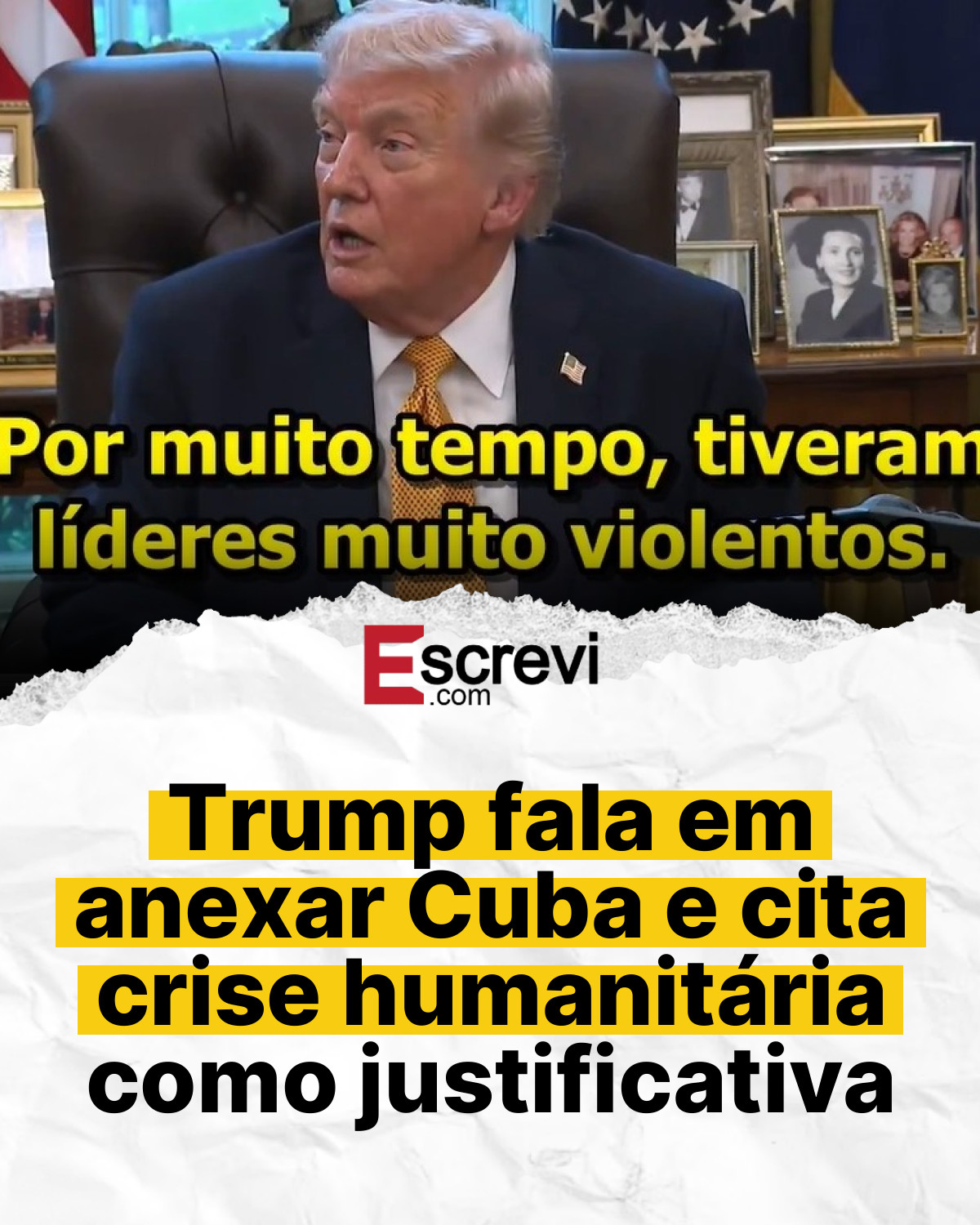 Trump fala em anexar Cuba e cita crise humanitária como justificativa card branco