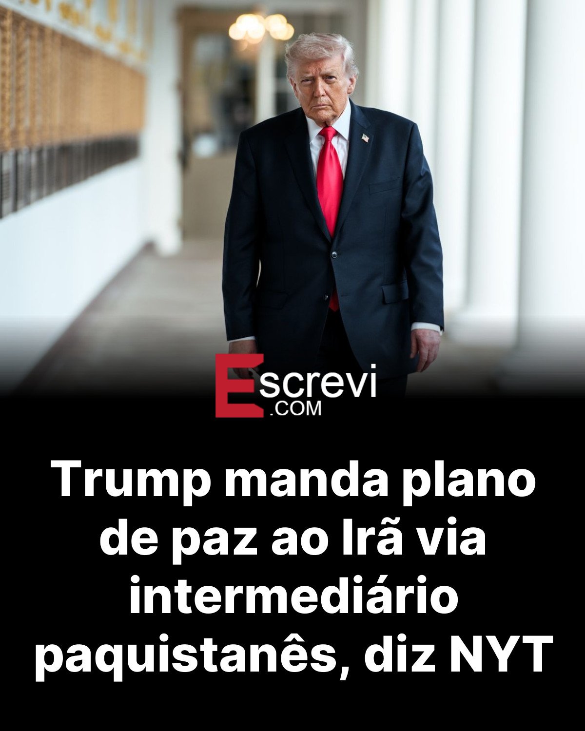 Trump manda plano de paz ao Irã via intermediário paquistanês, diz NYT card preto