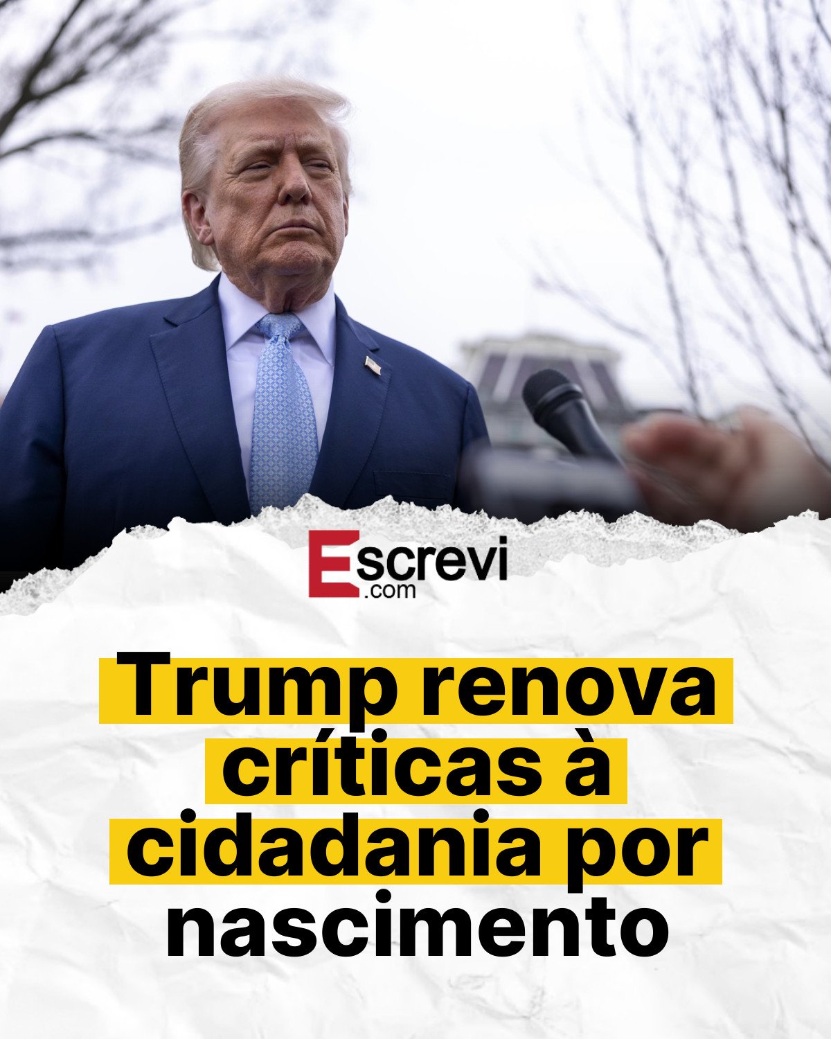 Trump renova críticas à cidadania por nascimento card branco