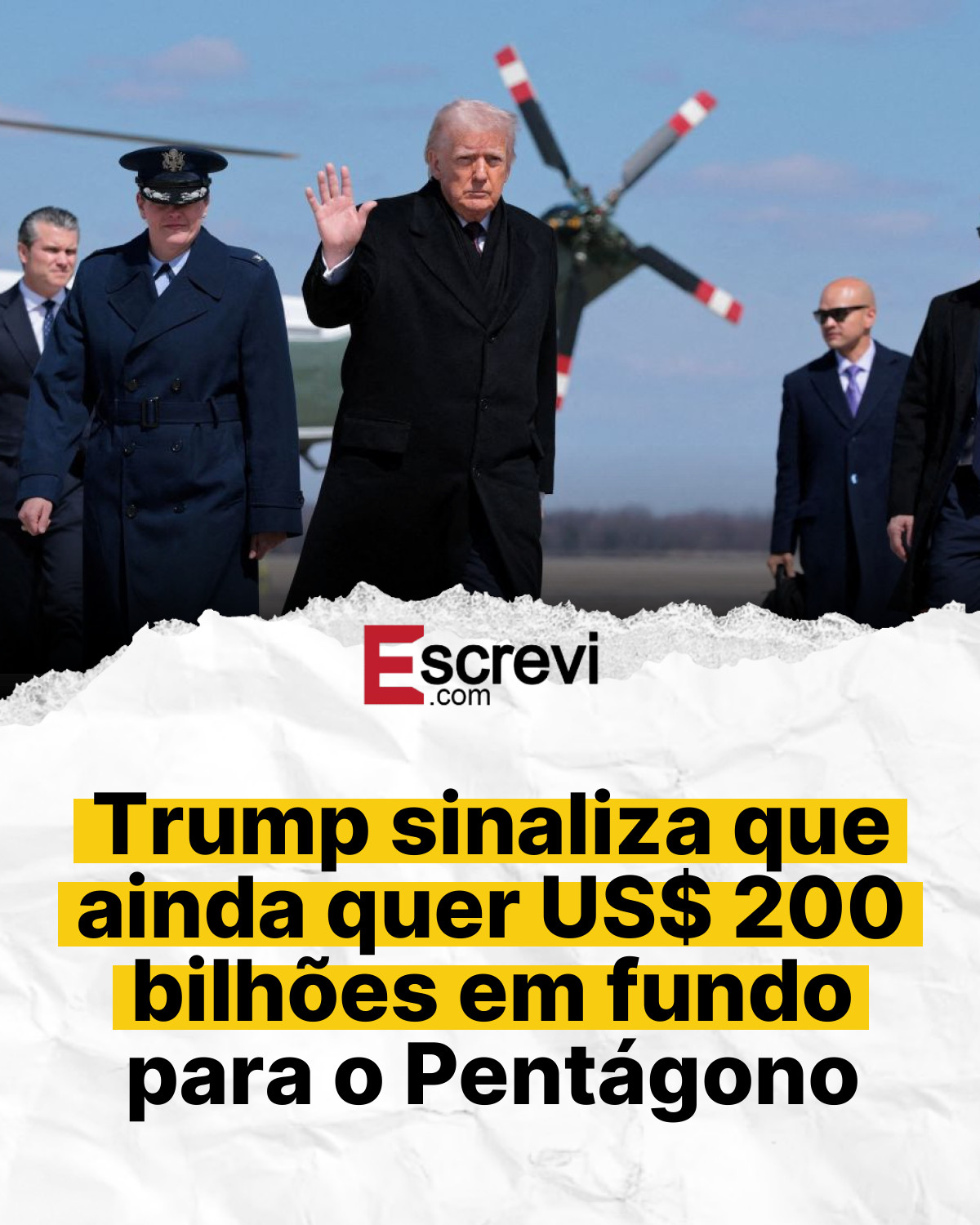 Trump sinaliza que ainda quer US$ 200 bilhões em fundo para o Pentágono card branco