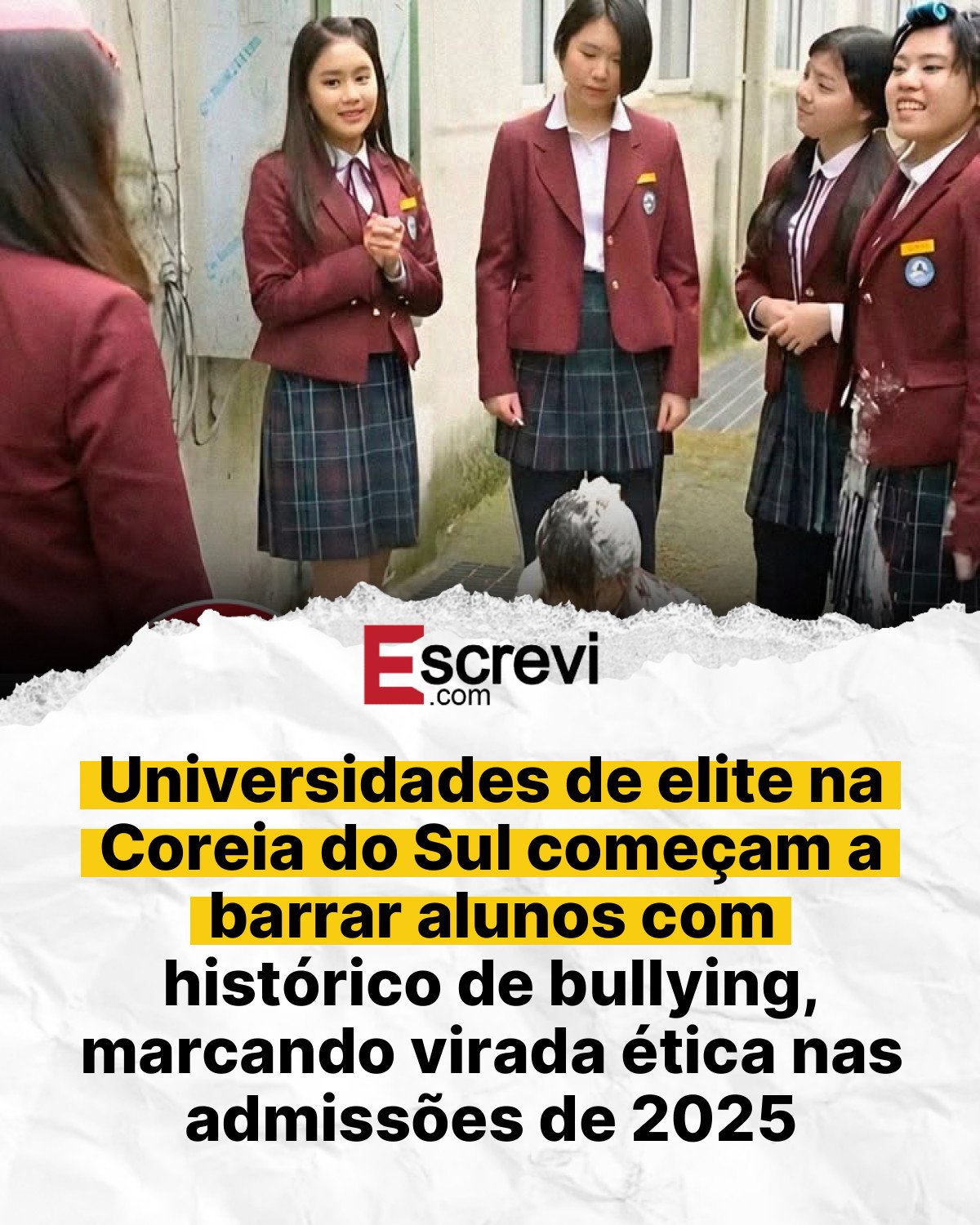 Universidades de elite na Coreia do Sul começam a barrar alunos com histórico de bullying, marcando virada ética nas admissões de 2025 card branco