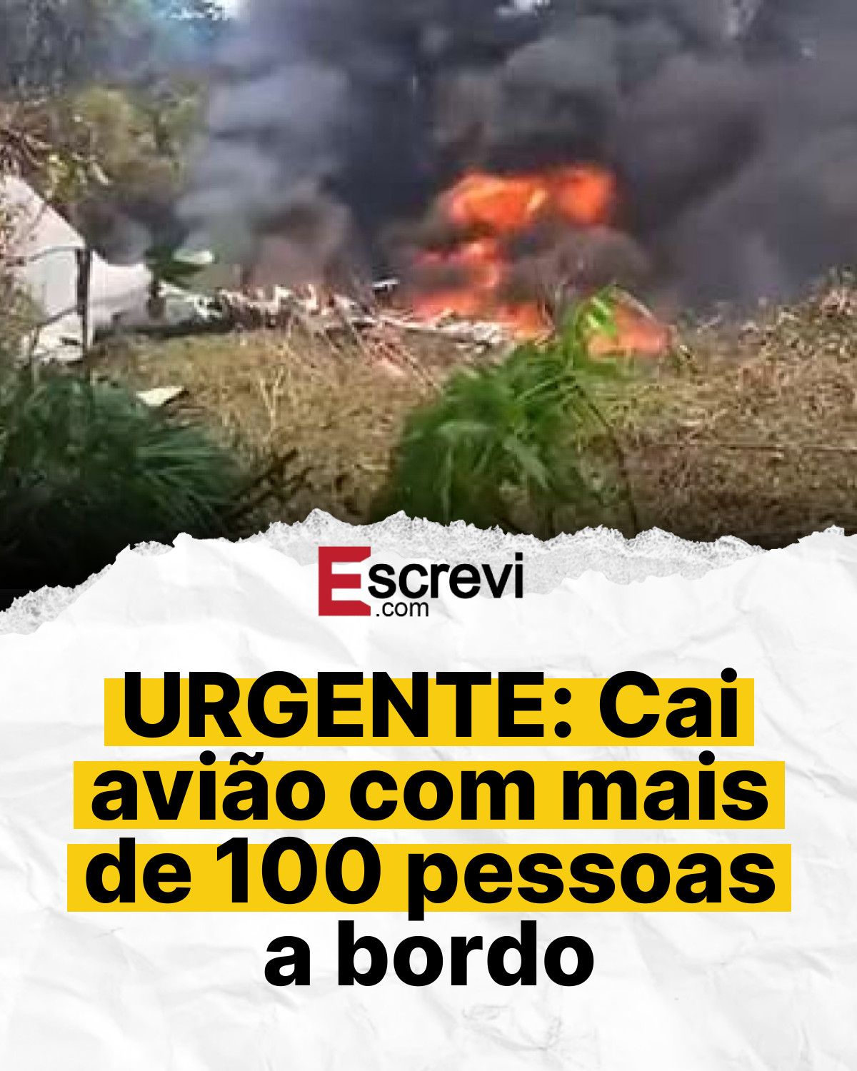 URGENTE: Cai avião com mais de 100 pessoas a bordo card branco