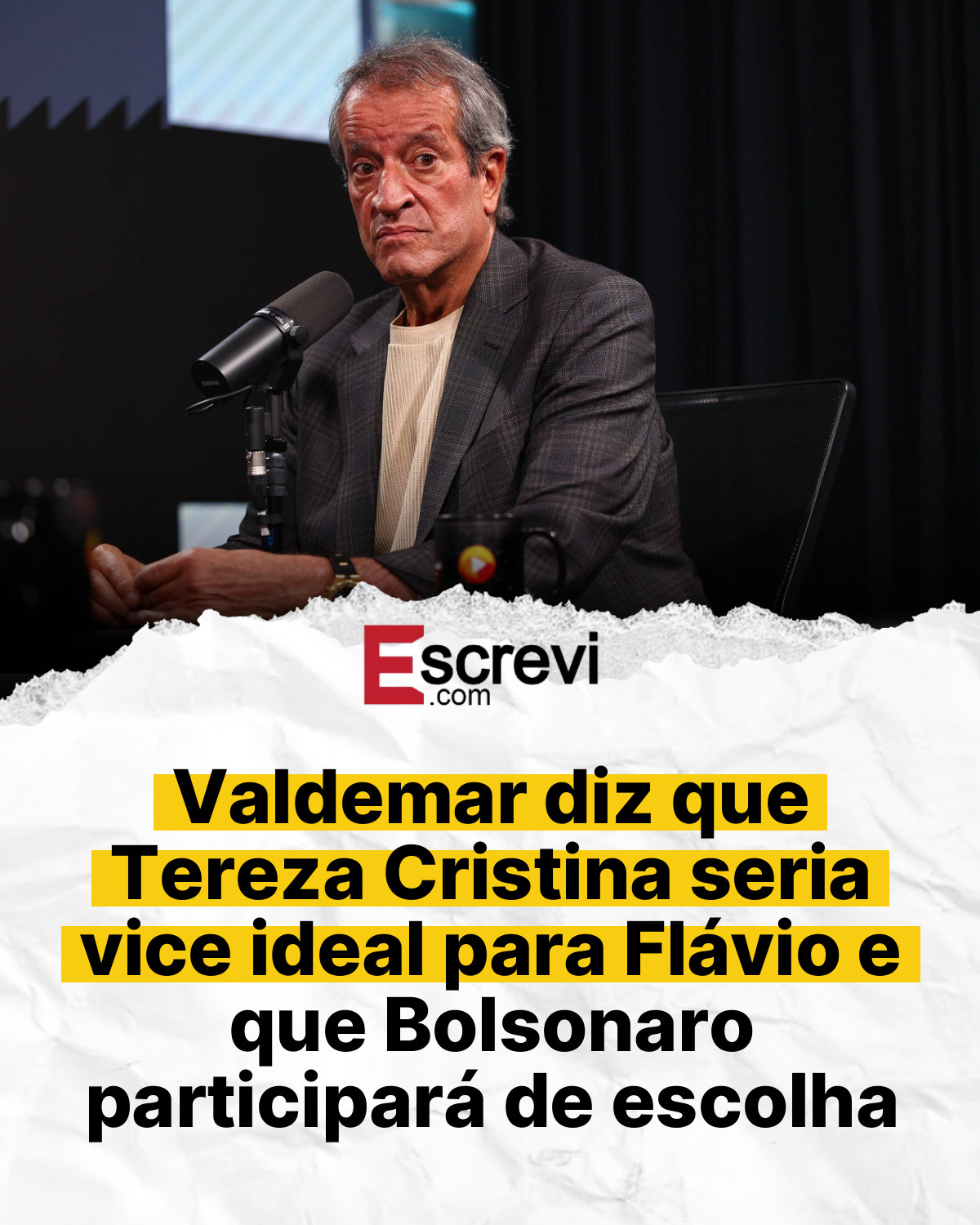 Valdemar diz que Tereza Cristina seria vice ideal para Flávio e que Bolsonaro participará de escolha card branco