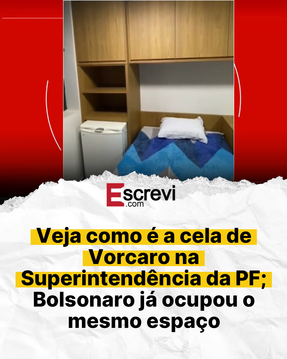 Veja como é a cela de Vorcaro na Superintendência da PF; Bolsonaro já ocupou o mesmo espaço card branco