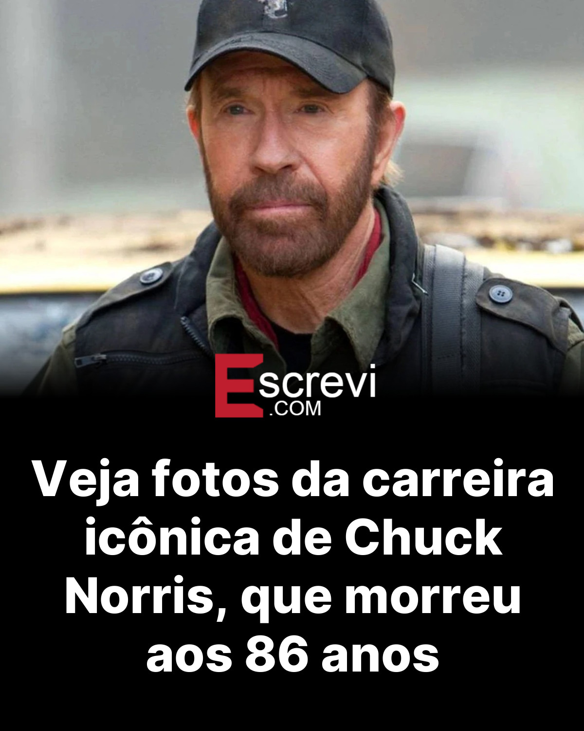Veja fotos da carreira icônica de Chuck Norris, que morreu aos 86 anos card preto