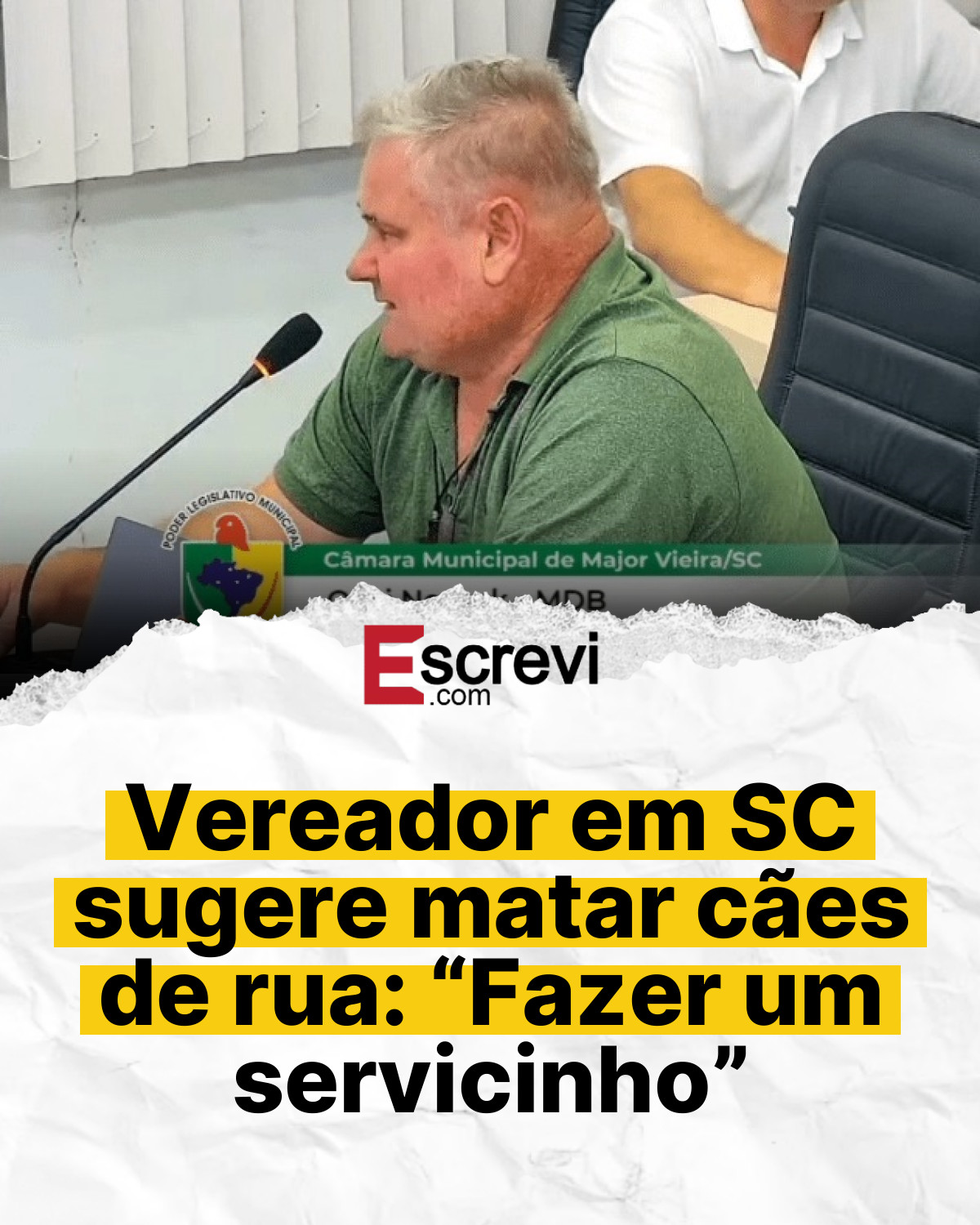 Vereador em SC sugere matar cães de rua: “Fazer um servicinho” card branco