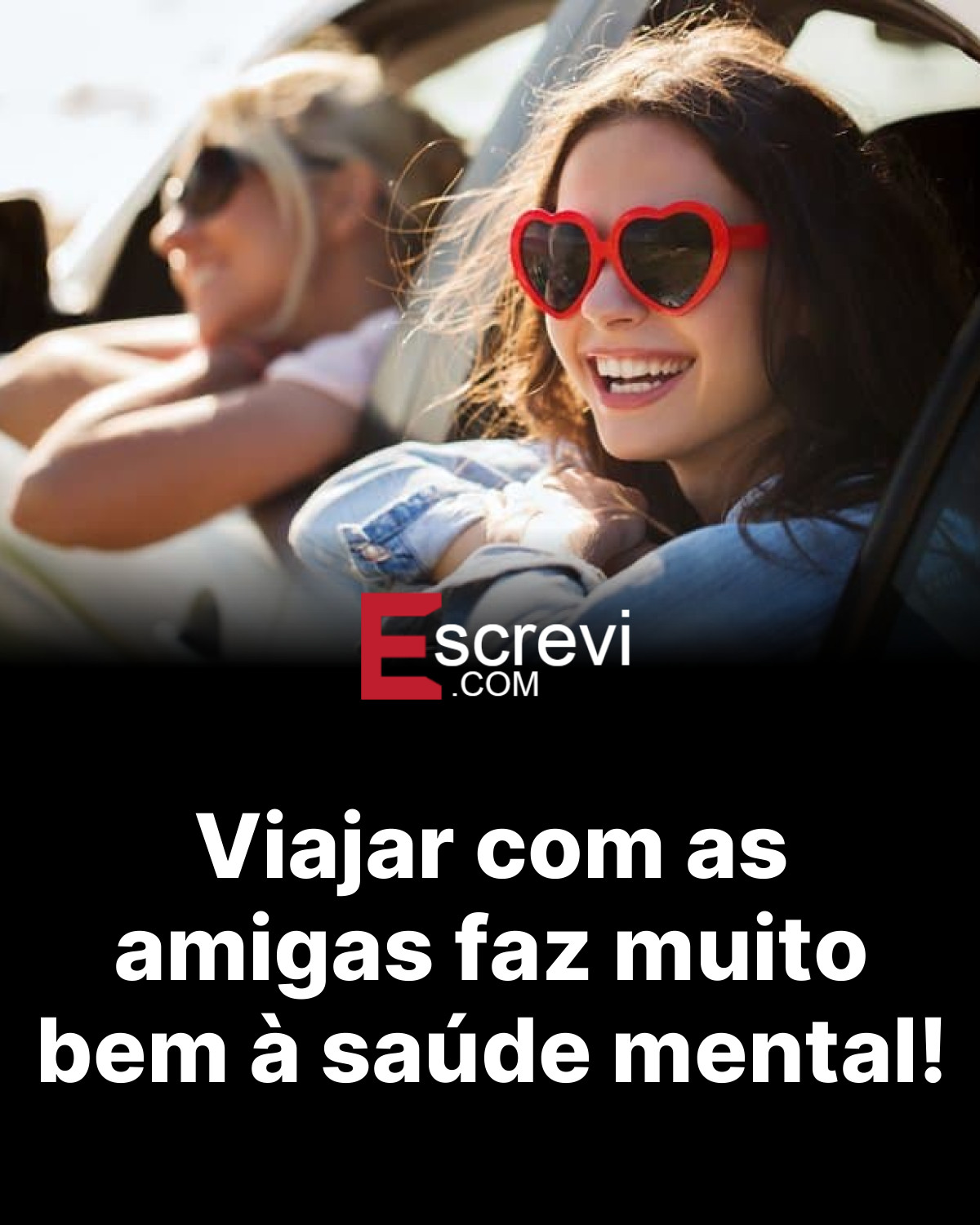 Viajar com as amigas faz muito bem à saúde mental! card preto