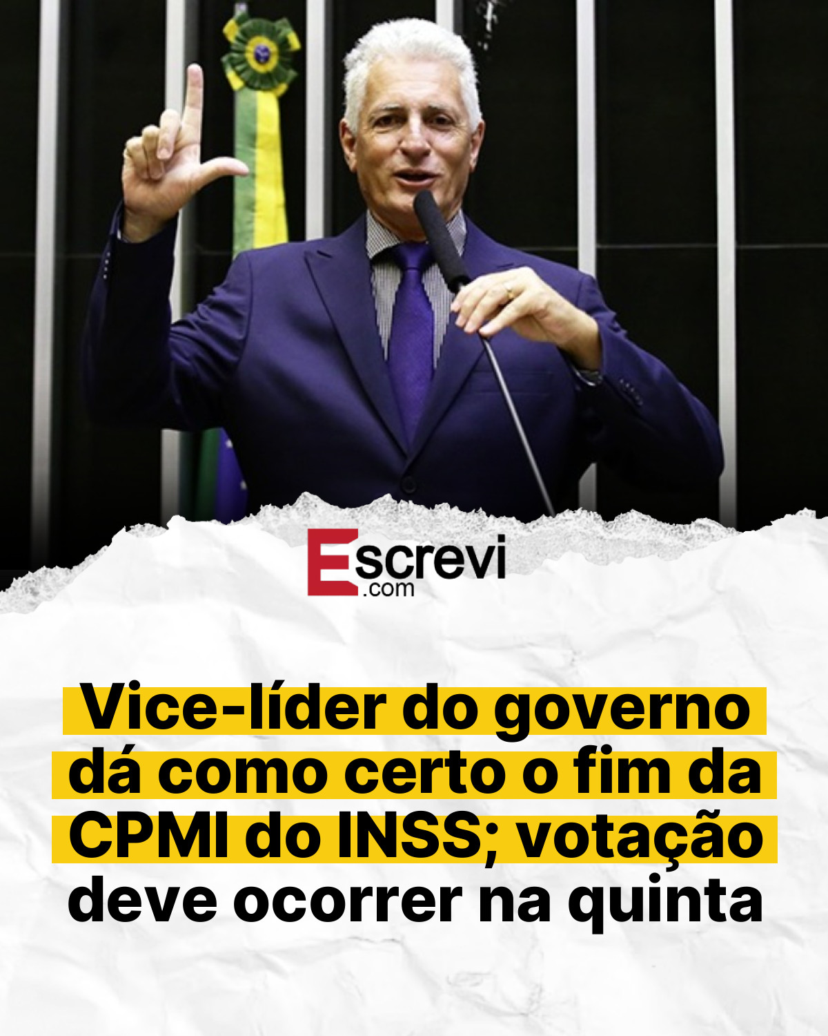 Vice-líder do governo dá como certo o fim da CPMI do INSS; votação deve ocorrer na quinta card branco