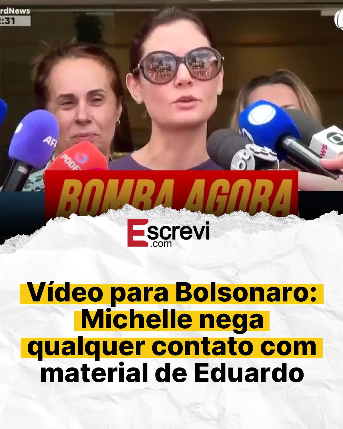 Vídeo para Bolsonaro: Michelle nega qualquer contato com material de Eduardo card branco