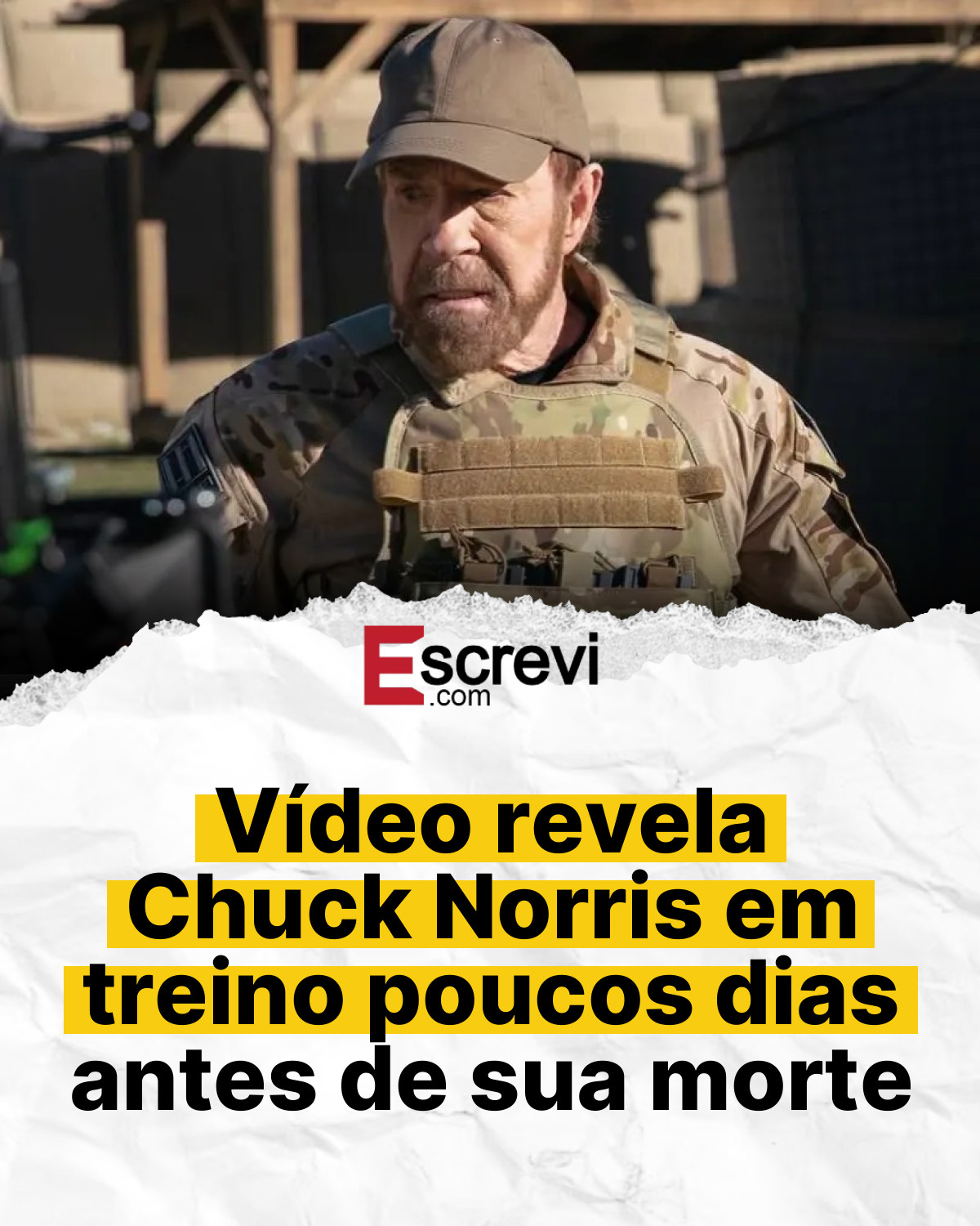 Vídeo revela Chuck Norris em treino poucos dias antes de sua morte card branco