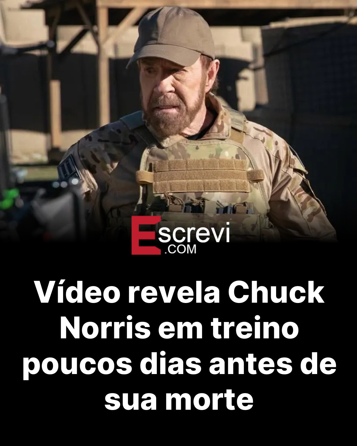 Vídeo revela Chuck Norris em treino poucos dias antes de sua morte card preto