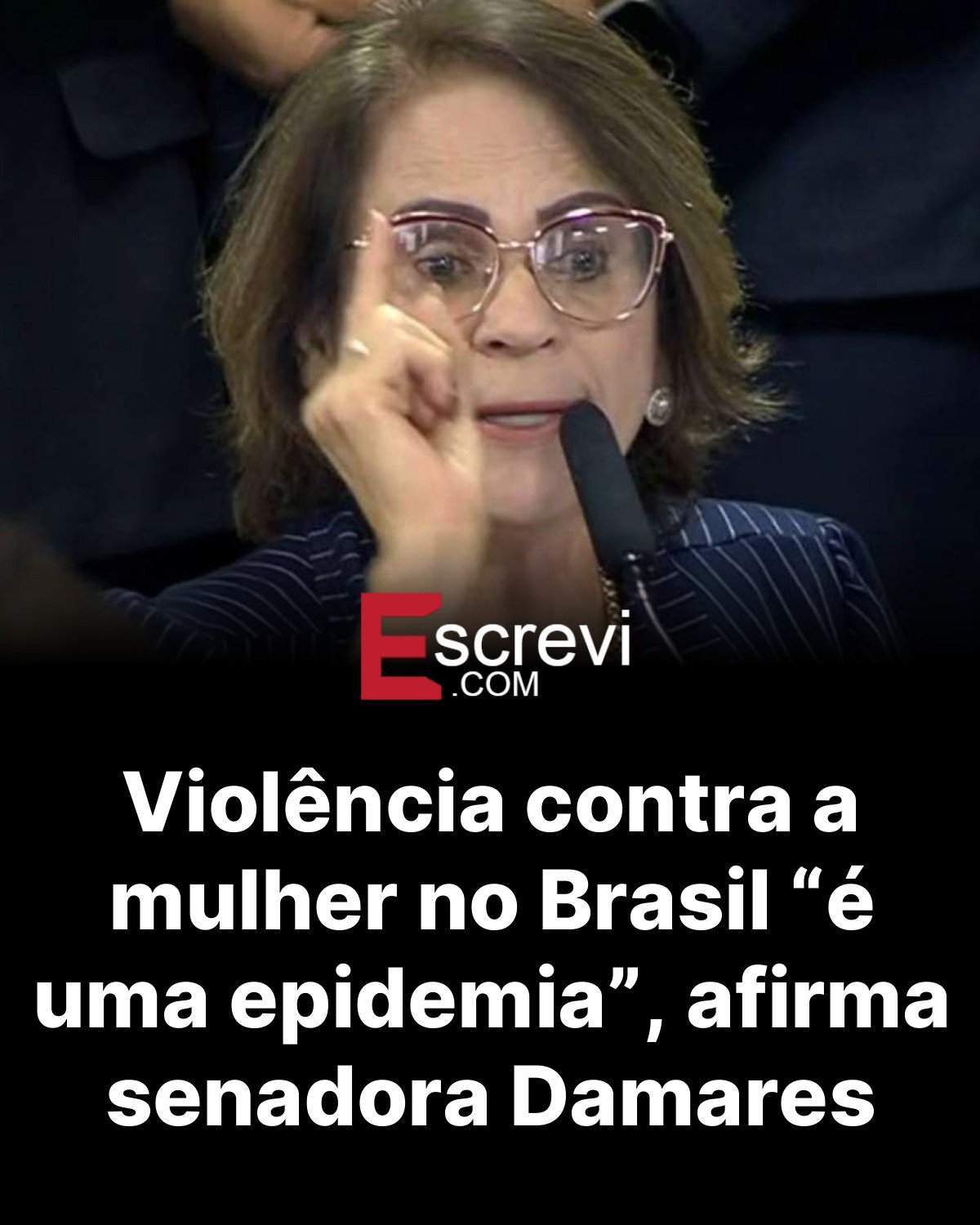 Violência contra a mulher no Brasil “é uma epidemia”, afirma senadora Damares card preto