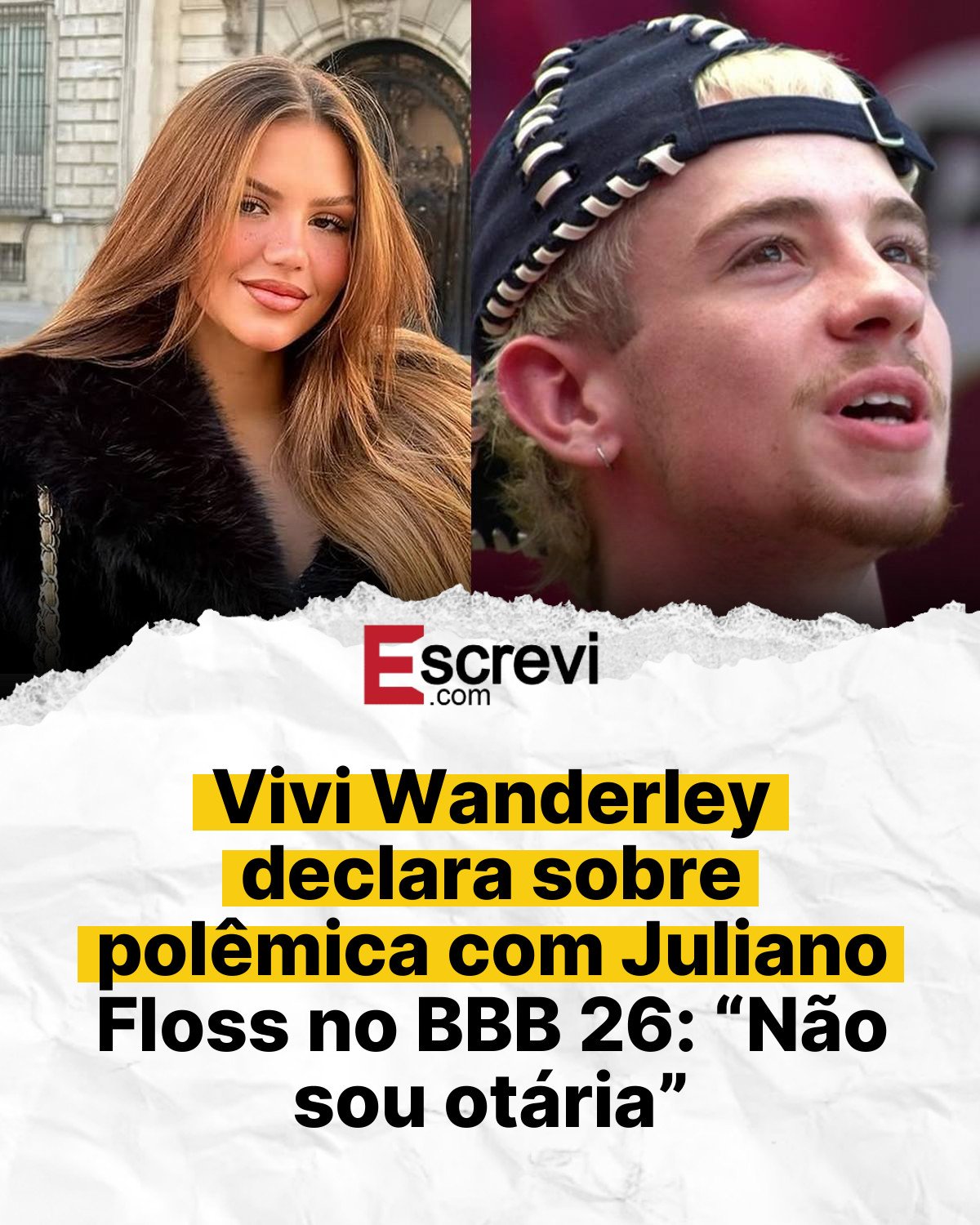 Vivi Wanderley declara sobre polêmica com Juliano Floss no BBB 26: “Não sou otária” card branco