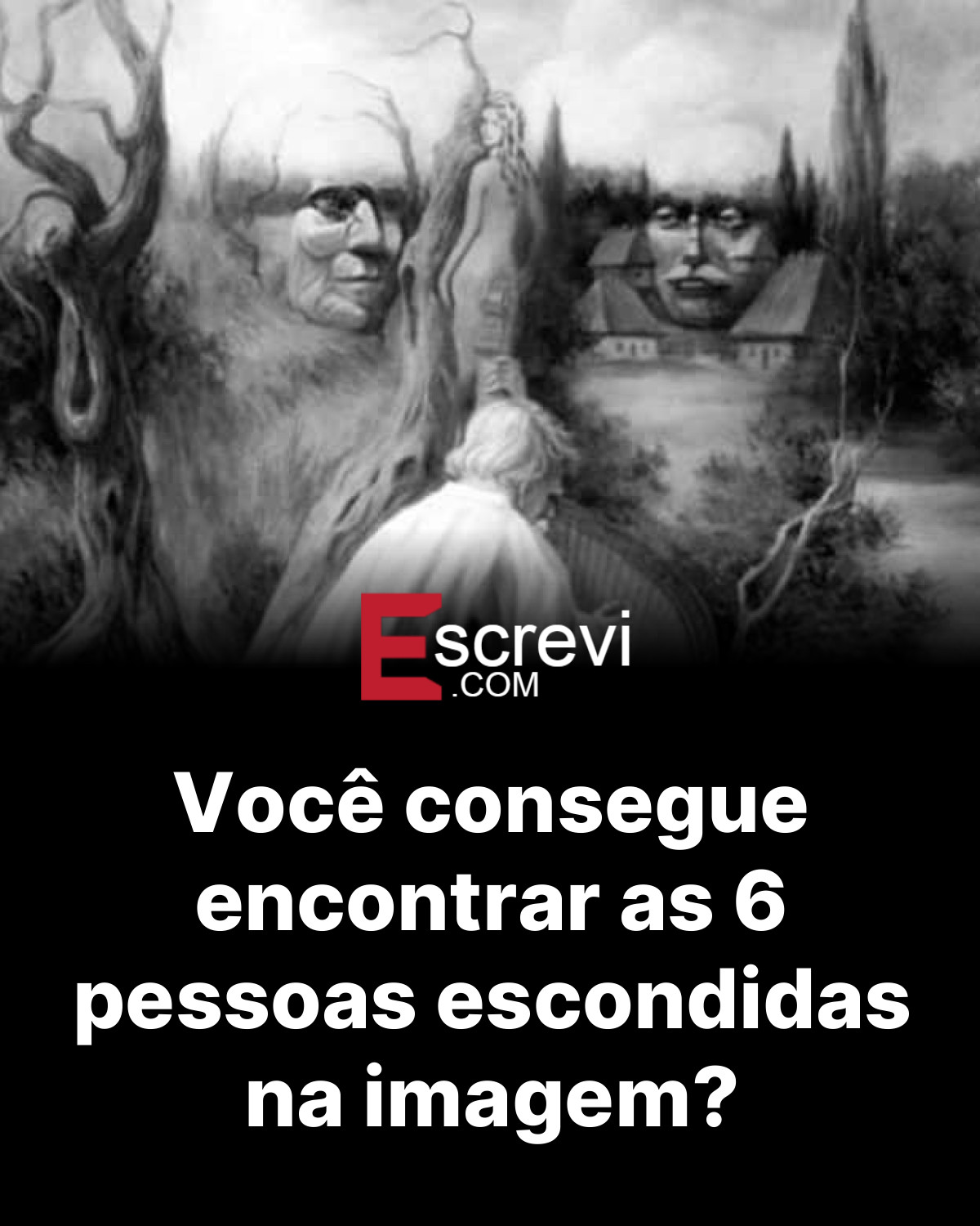 Você consegue encontrar as 6 pessoas escondidas na imagem? card preto
