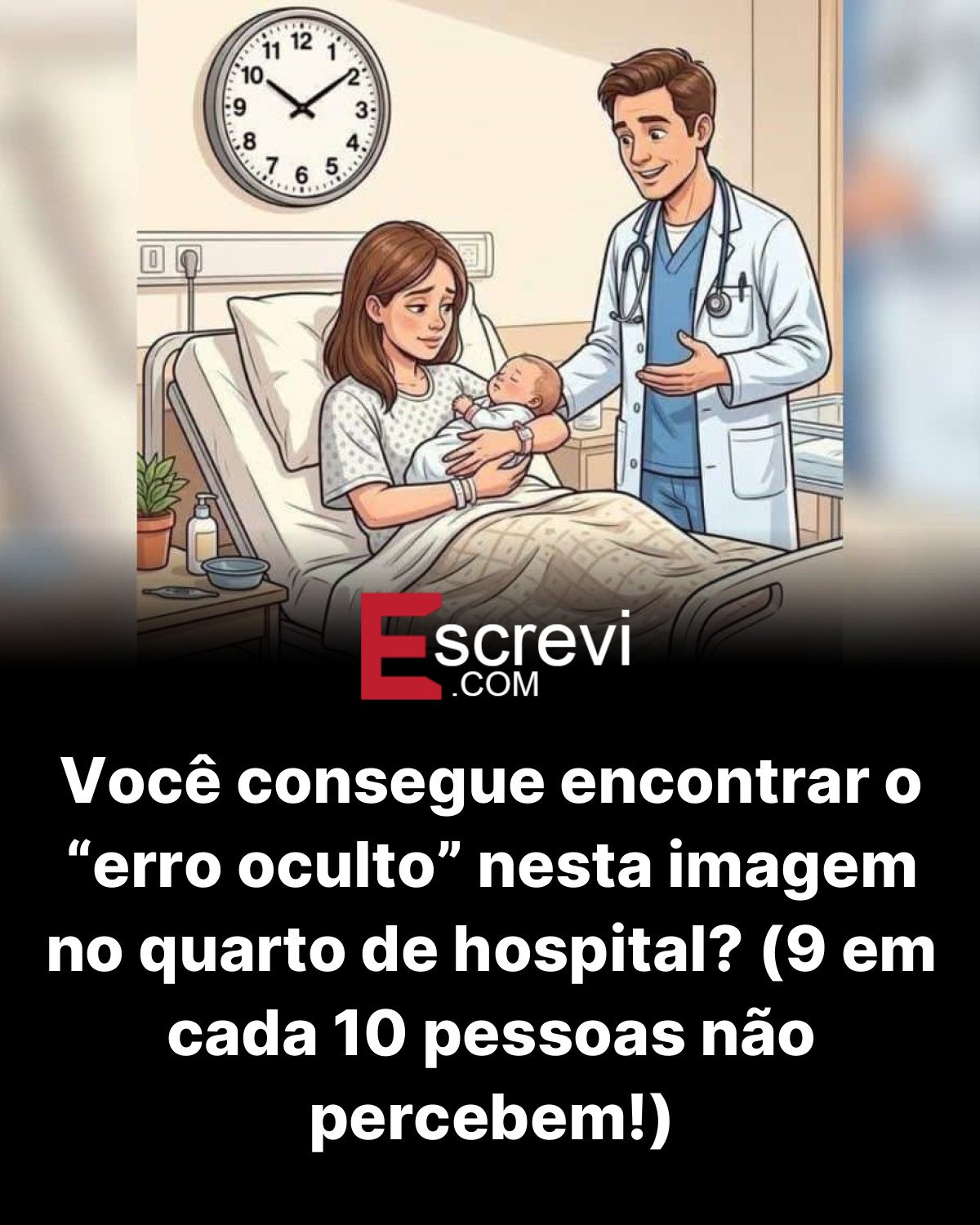Você consegue encontrar o “erro oculto” nesta imagem no quarto de hospital? (9 em cada 10 pessoas não percebem!) card preto