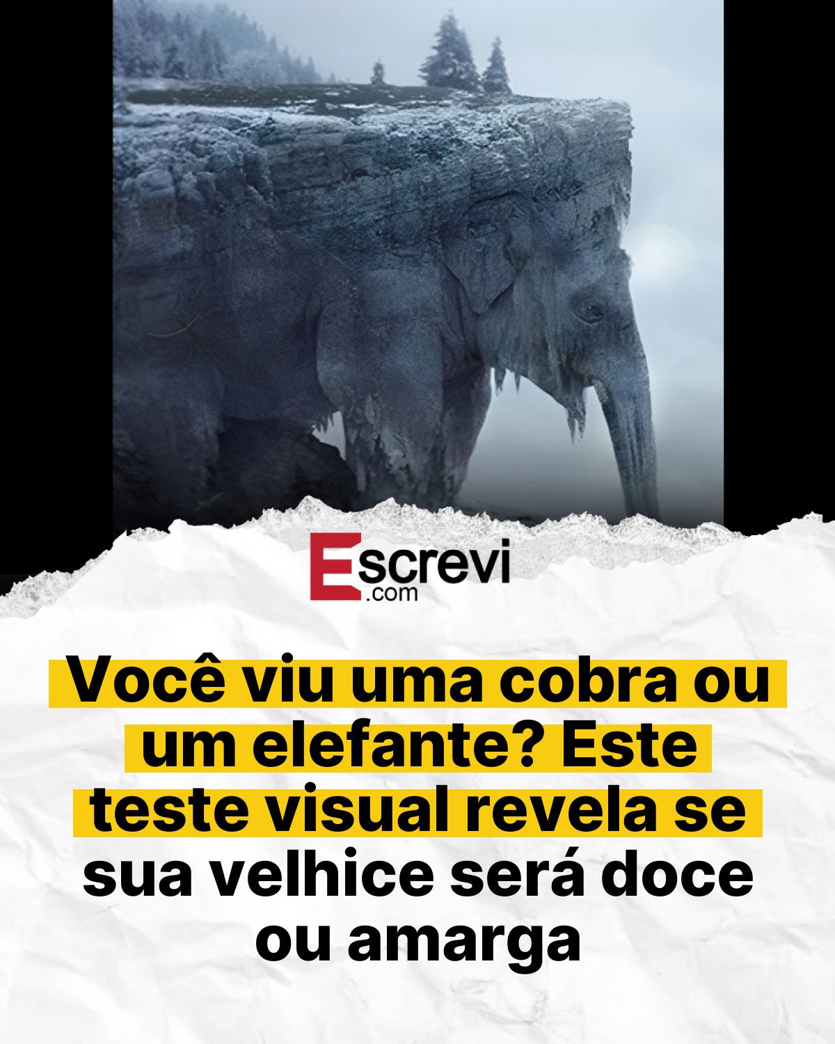 Você viu uma cobra ou um elefante? Este teste visual revela se sua velhice será doce ou amarga card branco