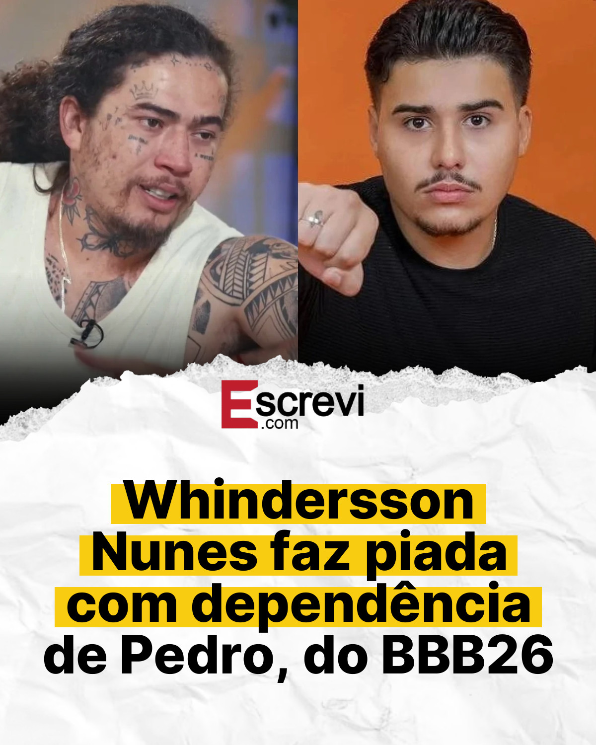 Whindersson Nunes faz piada com dependência de Pedro, do BBB26 card branco