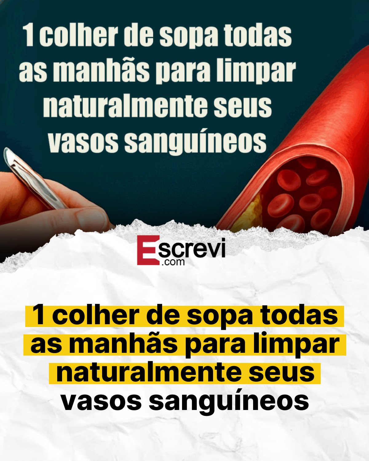 1 colher de sopa todas as manhãs para limpar naturalmente seus vasos sanguíneos card branco