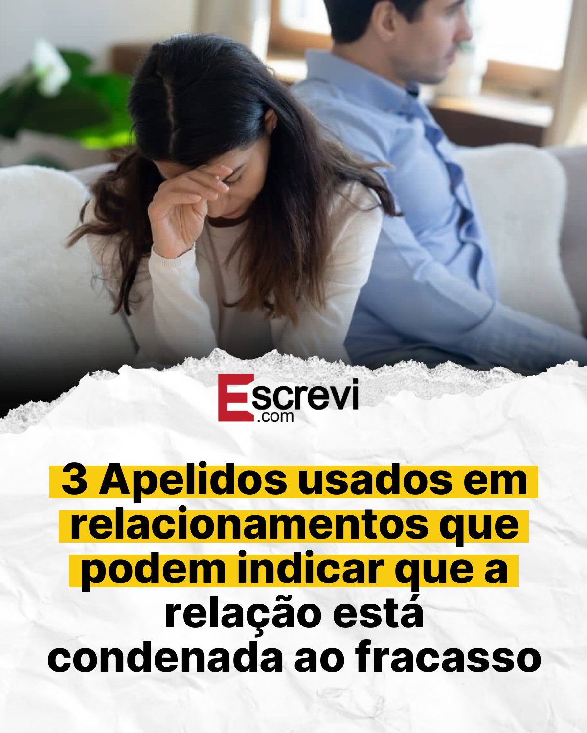 3 Apelidos usados em relacionamentos que podem indicar que a relação está condenada ao fracasso card branco