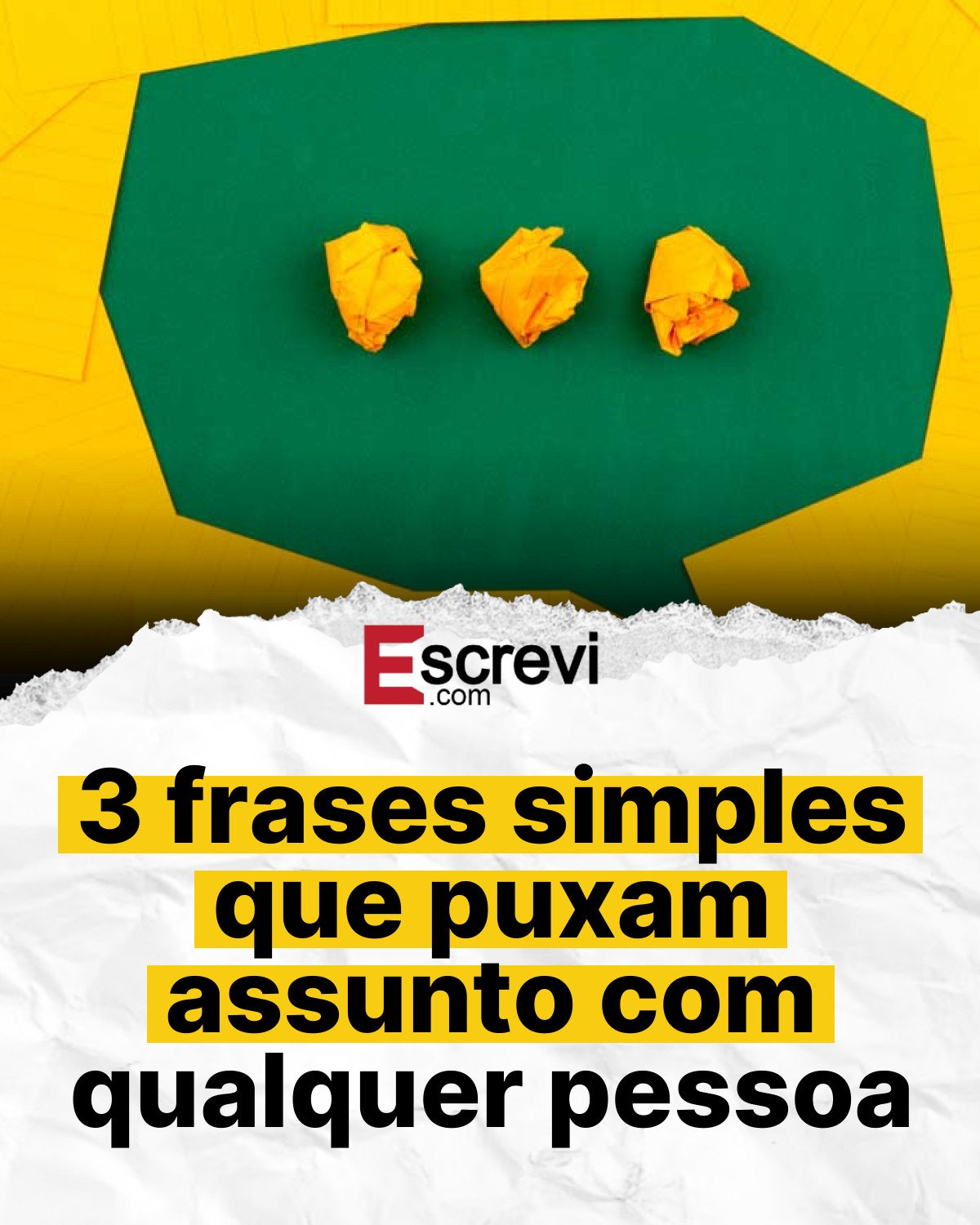 3 frases simples que puxam assunto com qualquer pessoa card branco