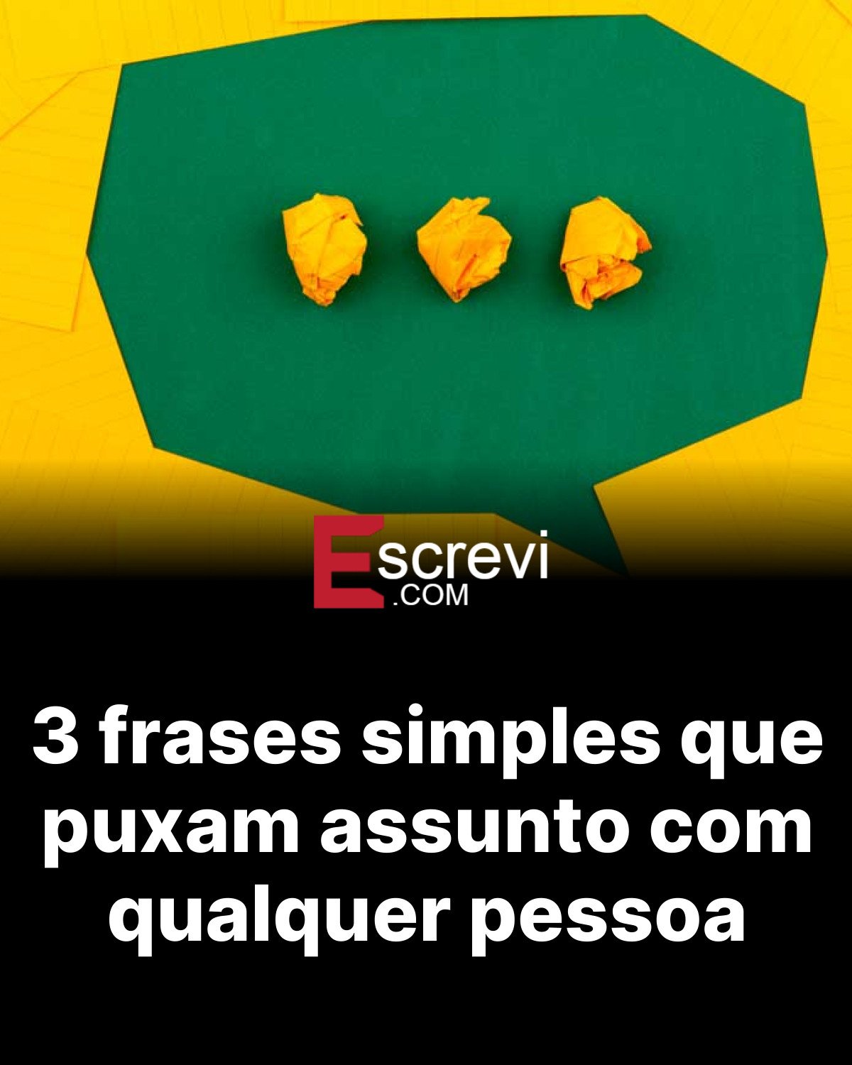 3 frases simples que puxam assunto com qualquer pessoa card preto