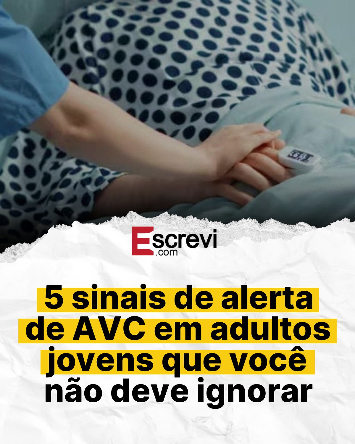 5 sinais de alerta de AVC em adultos jovens que você não deve ignorar card branco
