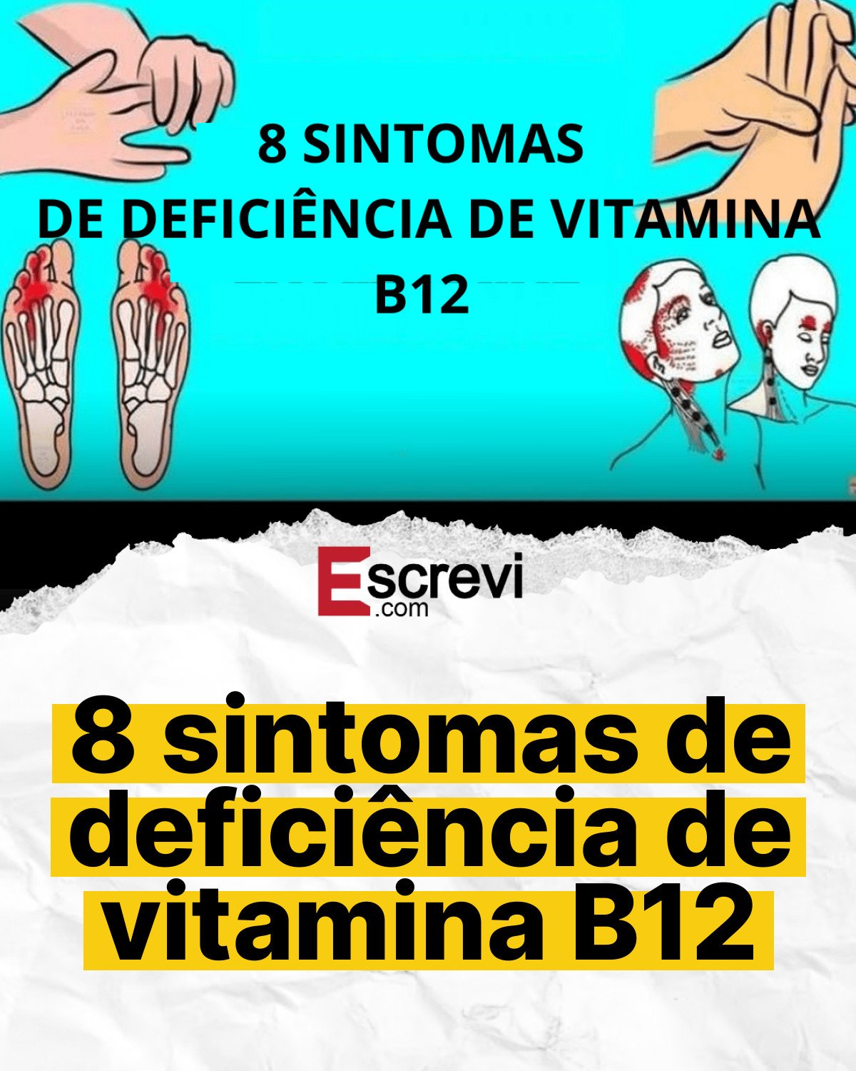 8 sintomas de deficiência de vitamina B12 card branco