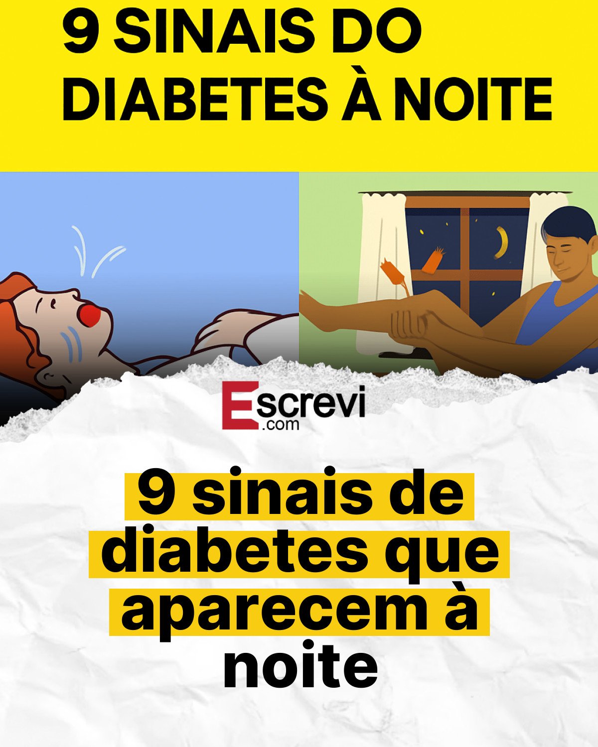 9 sinais de diabetes que aparecem à noite card branco