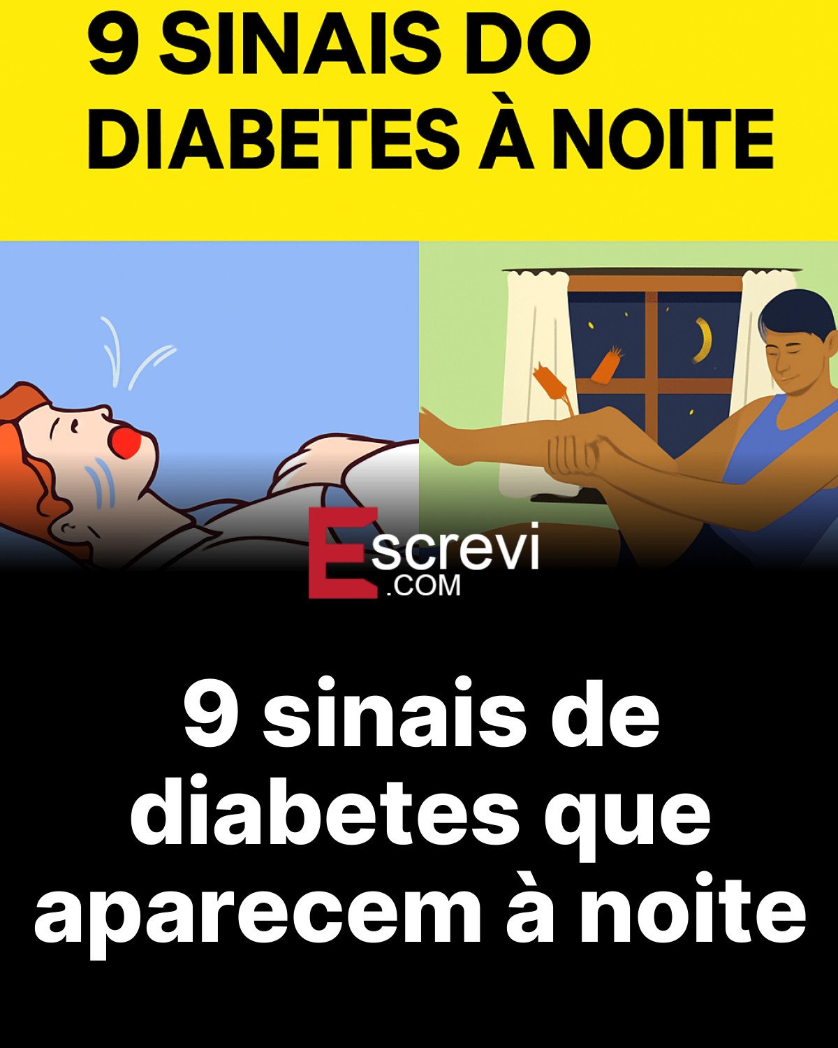 9 sinais de diabetes que aparecem à noite card preto