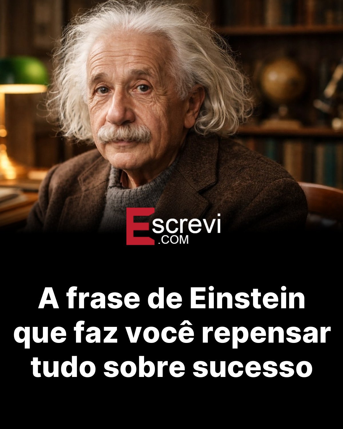A frase de Einstein que faz você repensar tudo sobre sucesso card preto